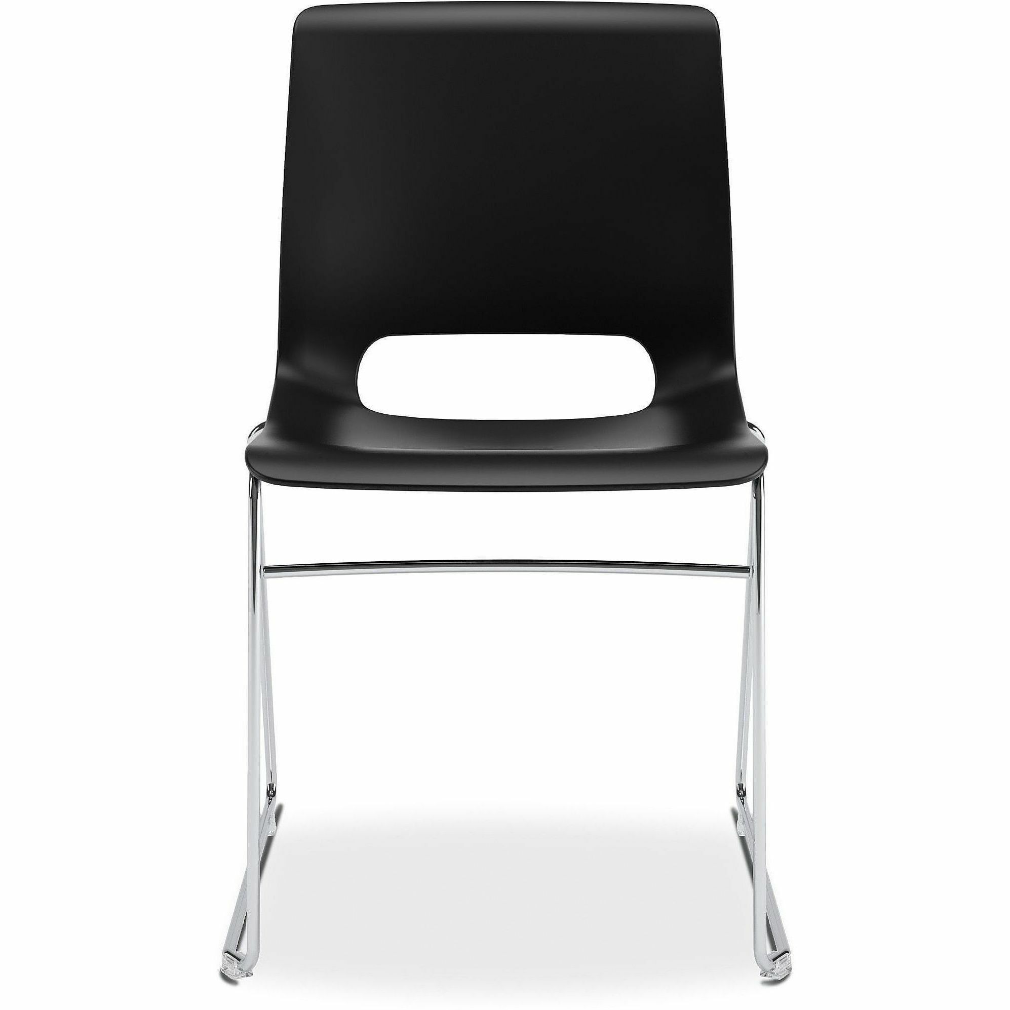 HON Motivate Stacking Chairs, 4-Pack - Onyx Seat Color - Plastic Seat Material - Onyx Back Color - Polypropylene Back Material - Silver Frame Color - Sled Base - 4 / Carton