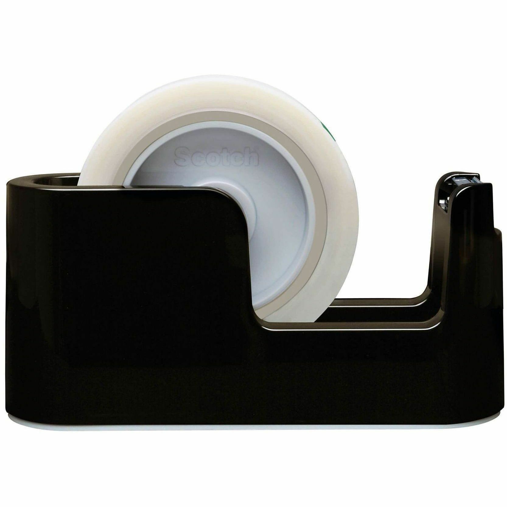 Scotch Plastic Tape Dispenser - Holds Total 1 Tape(s) - 1" , 3" Core - Heavy Duty, Durable - Plastic - Black - 1 Each