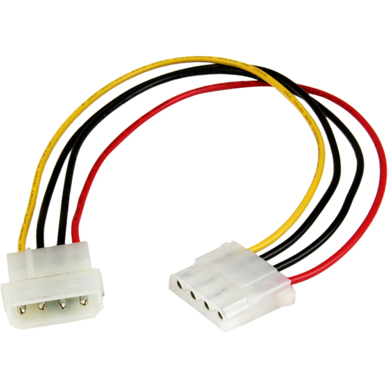 StarTech.com 12in Molex LP4 Power Extension Cable - M/F - For Hard Drive - 18 Gauge - 12" Cord Length - LP4 / LP4 - 1 Each