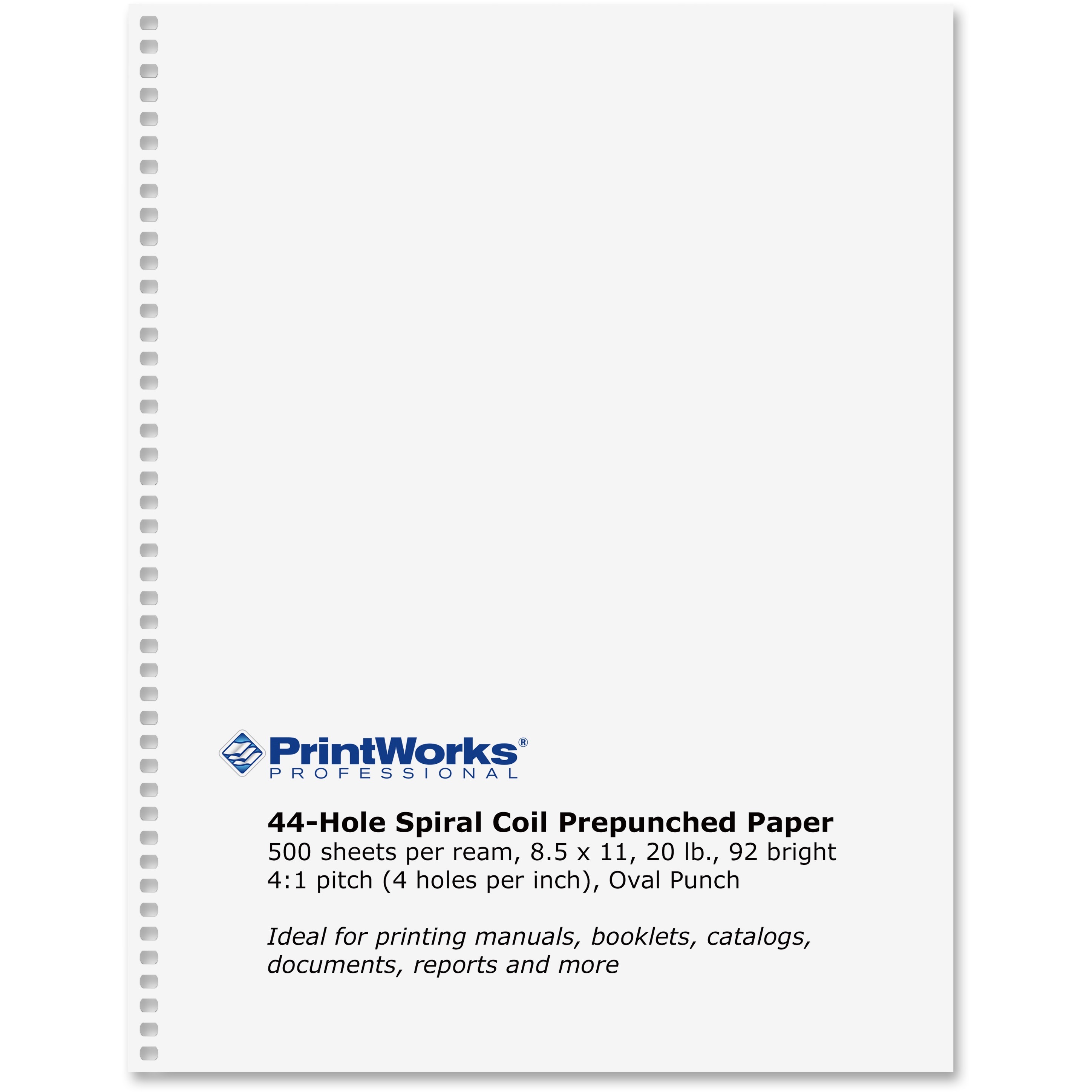PrintWorks Professional 44Hole PrePunched Spiral Coil Paper for