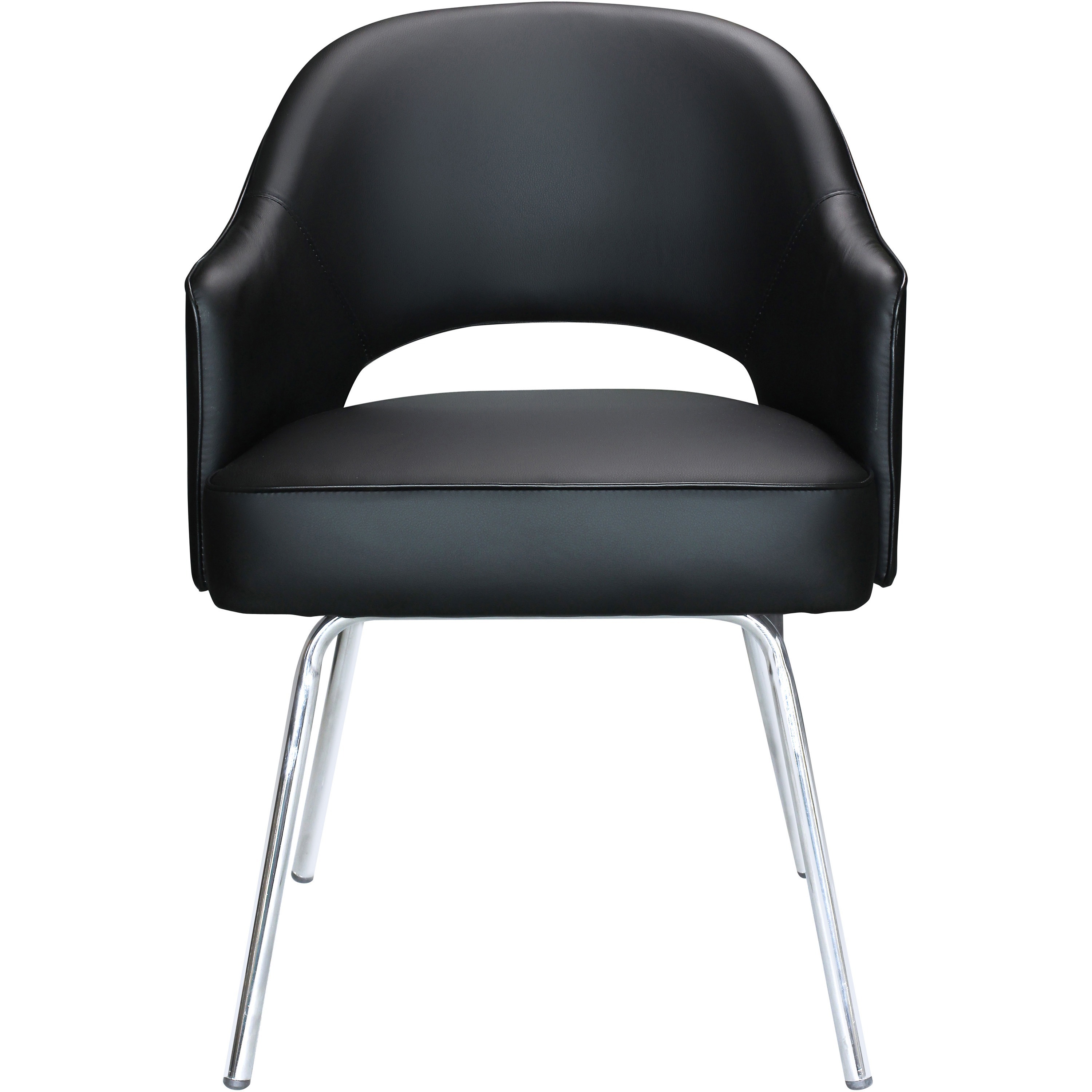 Boss Black Vinyl Guest Chair - Black Seat Color - Vinyl Seat Material - Black Back Color - Vinyl Back Material - Chrome Frame Color - Four-legged Base - 1 Each