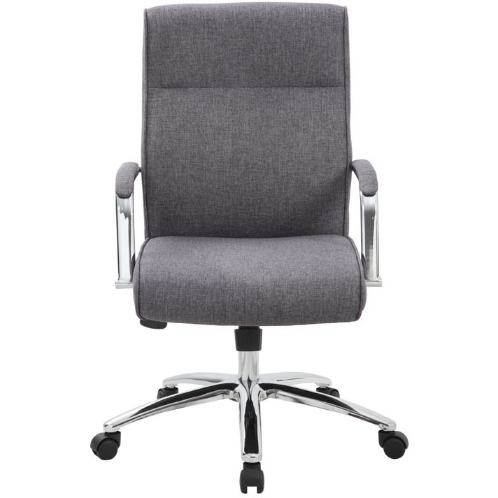 Boss Modern Executive Conference Chair-Grey Linen - Gray Seat Color - Linen Seat Material - Gray Back Color - Linen Back Material - Chrome Frame Color - 5-star Base - Armrest - 1 Each