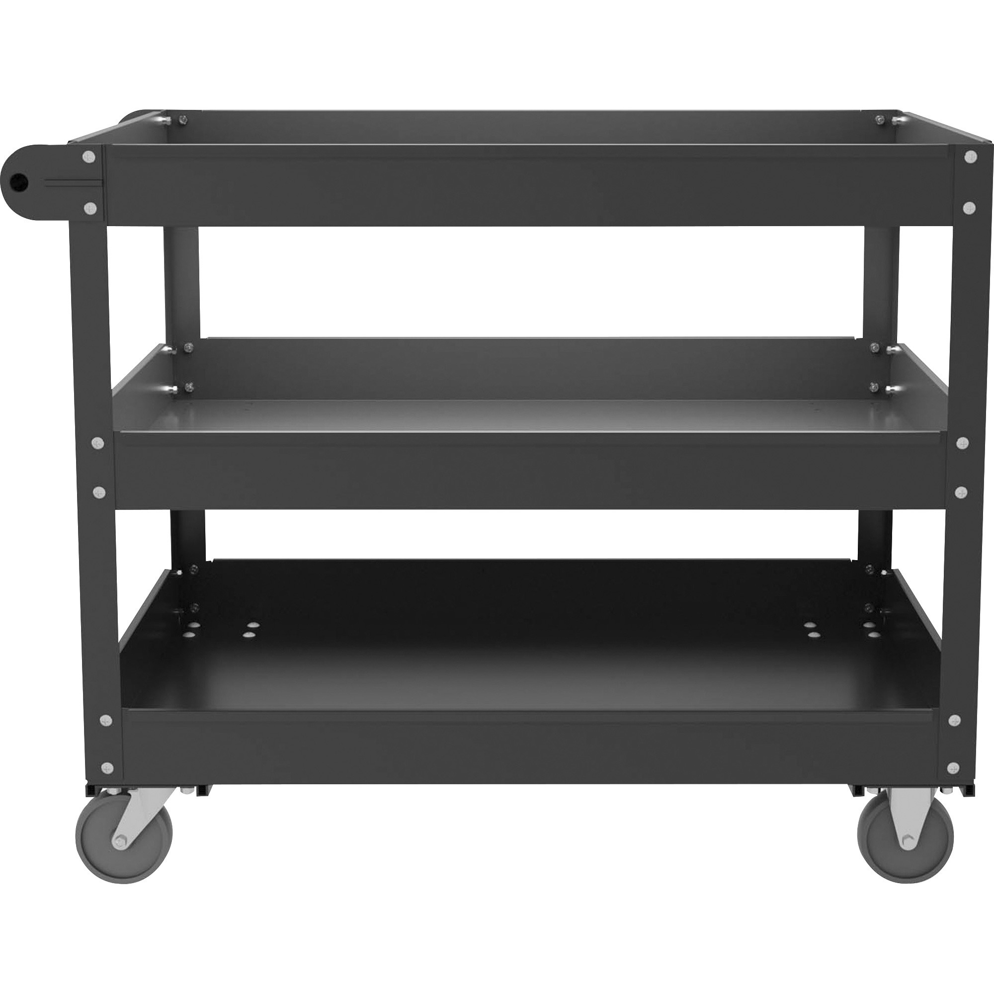 Lorell 3-Shelf Utility Cart - Steel - 400 lb Capacity - Black - Convenient  Worksurface - Industrial-Strength Casters - Rack Type