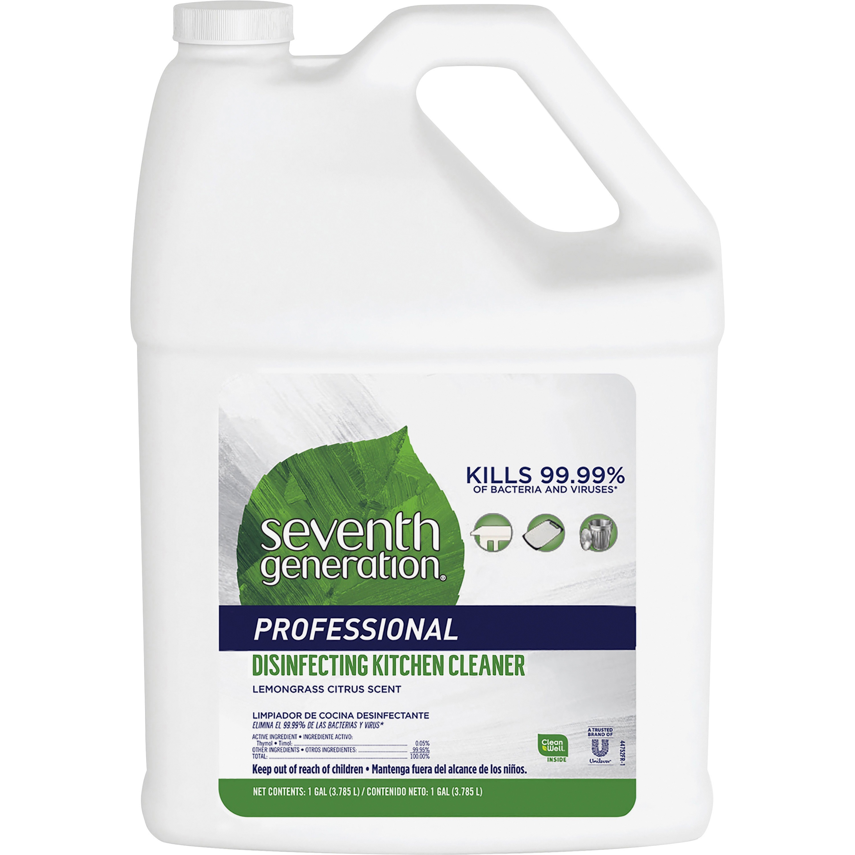 Seventh Generation Disinfecting Kitchen Cleaner Refill - 128 fl oz (4 quart) - Lemongrass Citrus Scent - Refillable, Disinfectant, Deodorize, Easy to Use - 2 / Carton