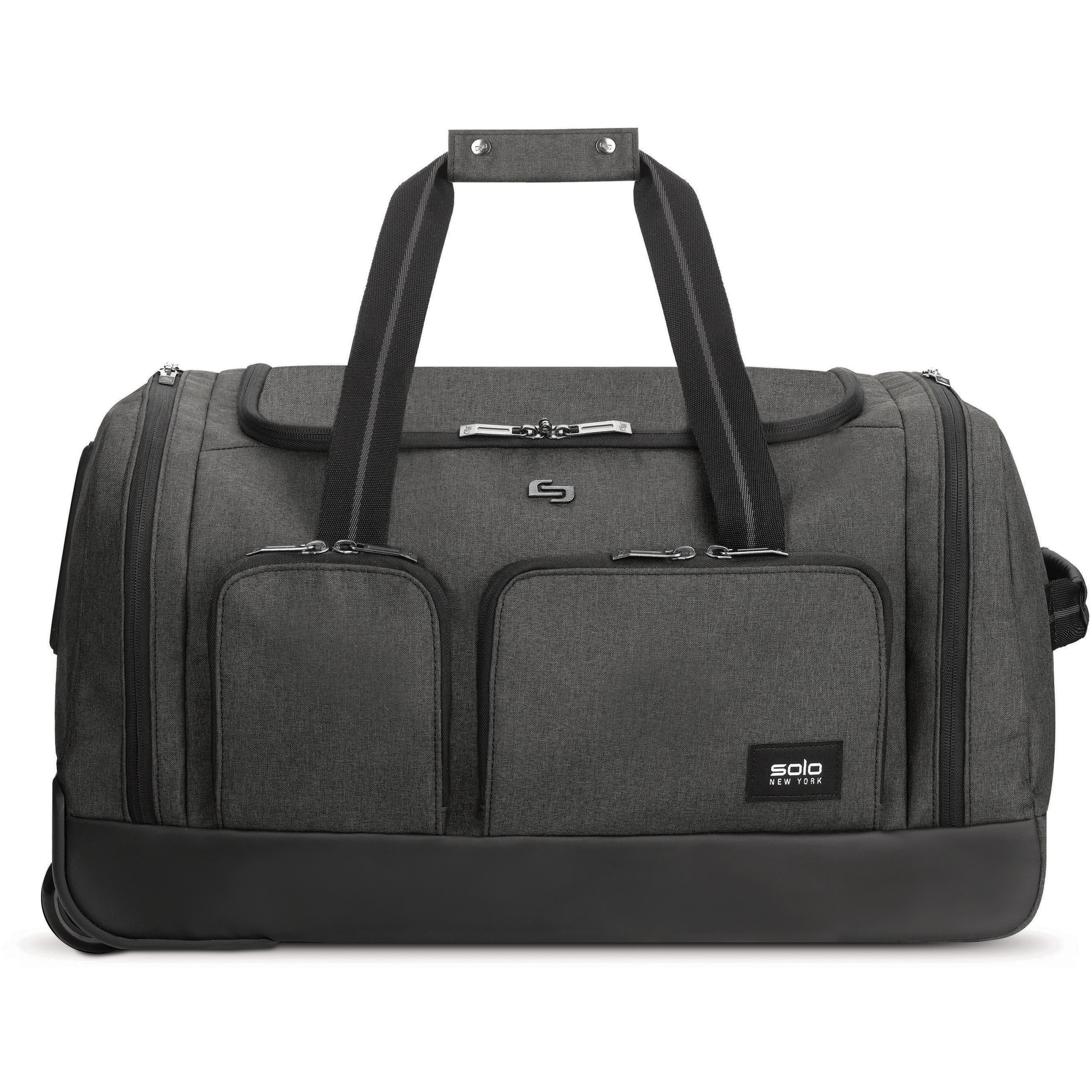 Solo Leroy Travel/Luggage Case (Rolling Duffel) - Gray - Telescoping Handle - 12" Height x 22" Width x 12" Depth - 1 Each