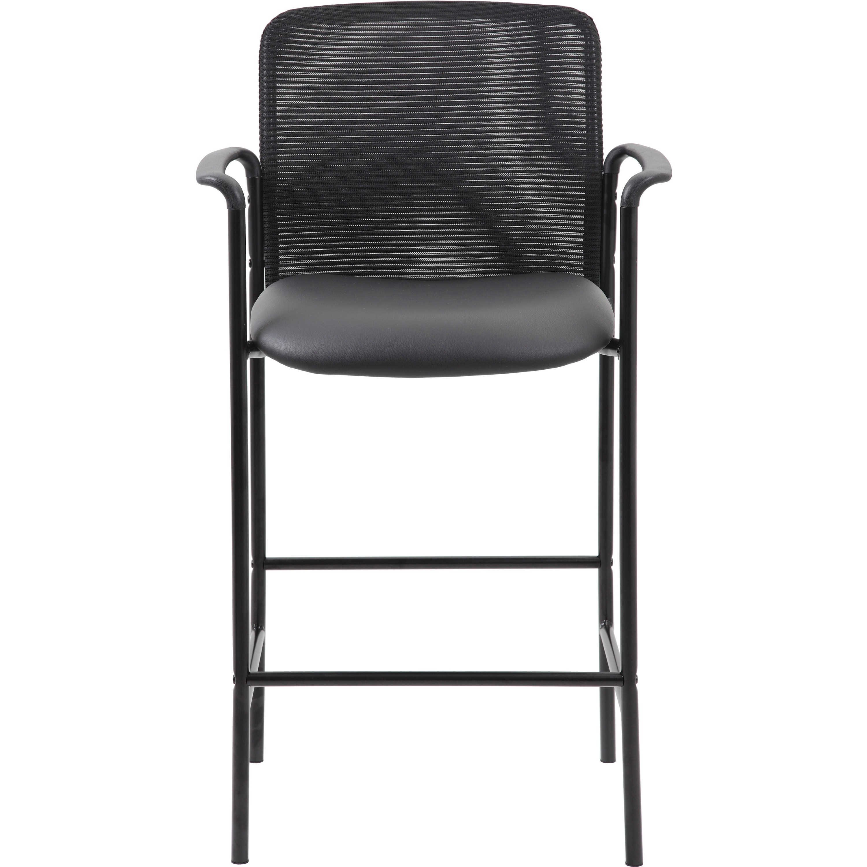 Boss Contemporary Mesh Back Stool - Black Seat Color - Vinyl Seat Material - Black Back Color - Black Frame Color - Armrest - 1 Each