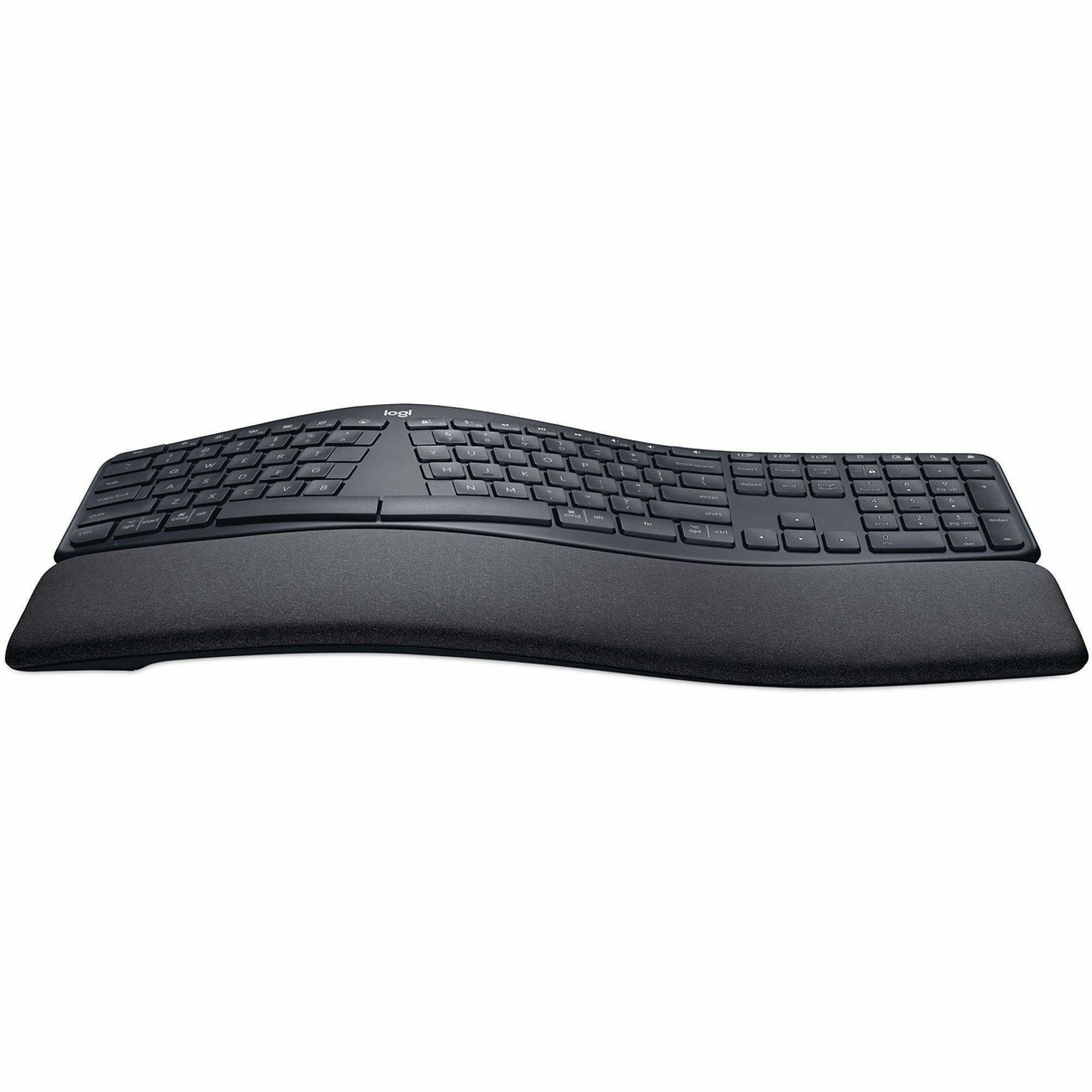 Logitech ERGO K860 Split Ergonomic Keyboard - Wireless Connectivity - Bluetooth - 32.81 ft - ChromeOS - PC, Mac - AAA Battery Size Supported - Graphite