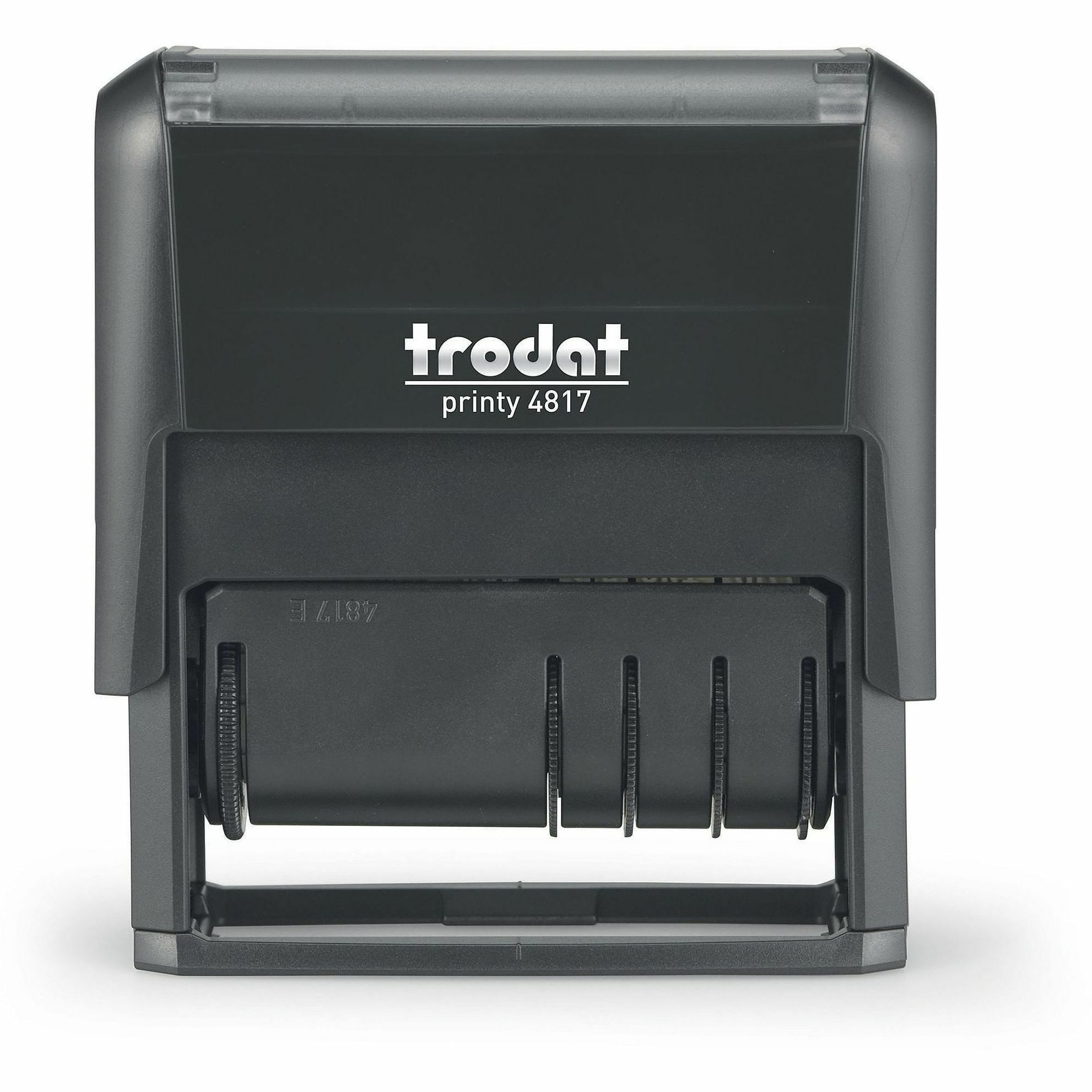 Trodat 12-Message Business Stamp - Message Stamp - ANSWERED, BACKORDERED, CANCELLED, BILLED, RECEIVED, CHARGED, CHECKED, DELIVERED, ENTERED, PAID, SHIPPED, ... - 0.37" Impression Width - 10000 Impression(s) - Black - Plastic Plastic - Recycled - 1 Each