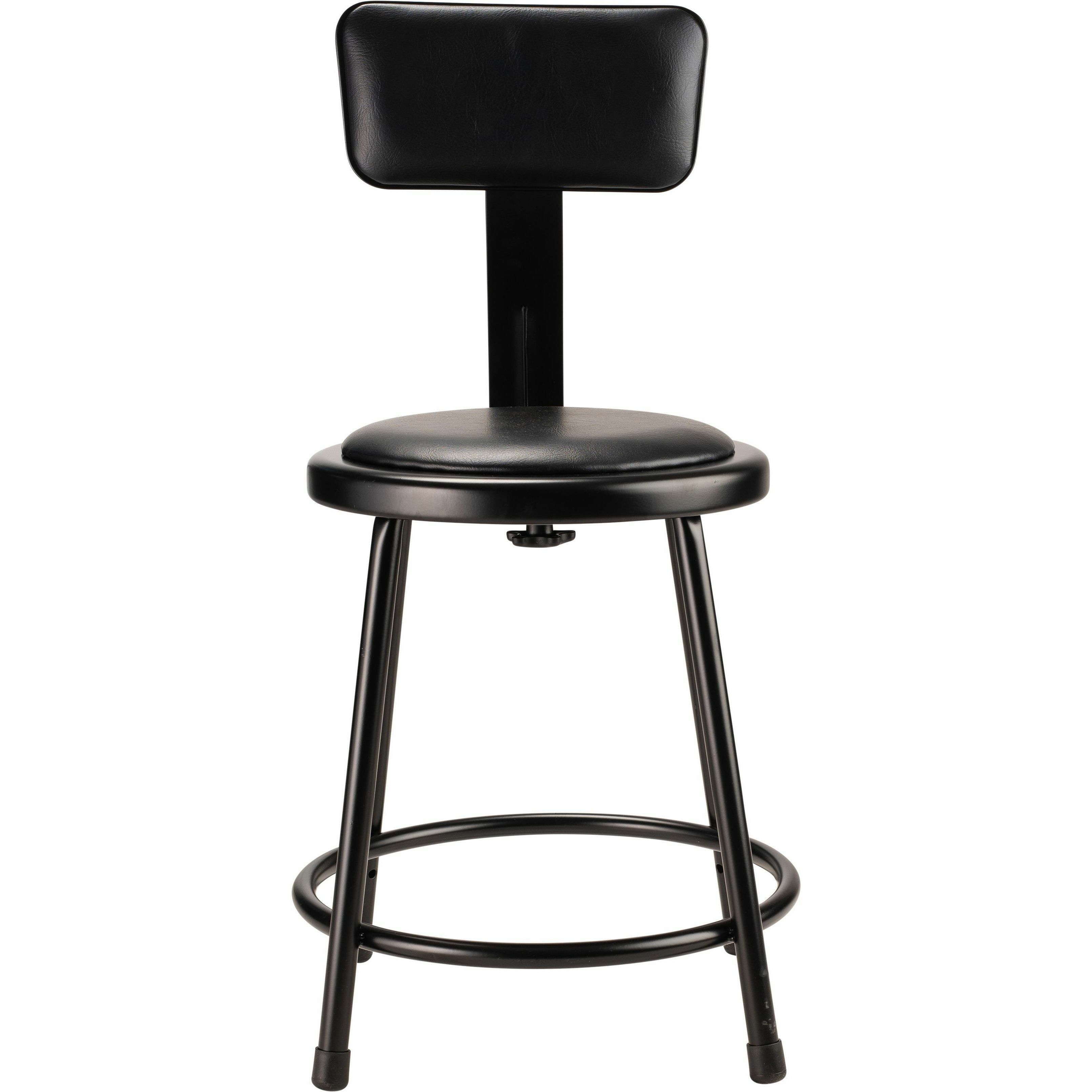 National Public Seating 6400 Series Heavy-Duty Padded Stools - Black Seat Color - Vinyl, Medium Density Fiber (MDF) Seat Material - Black Frame Color - Steel Frame Material - Four-legged Base - Black - Plush - 1 Each
