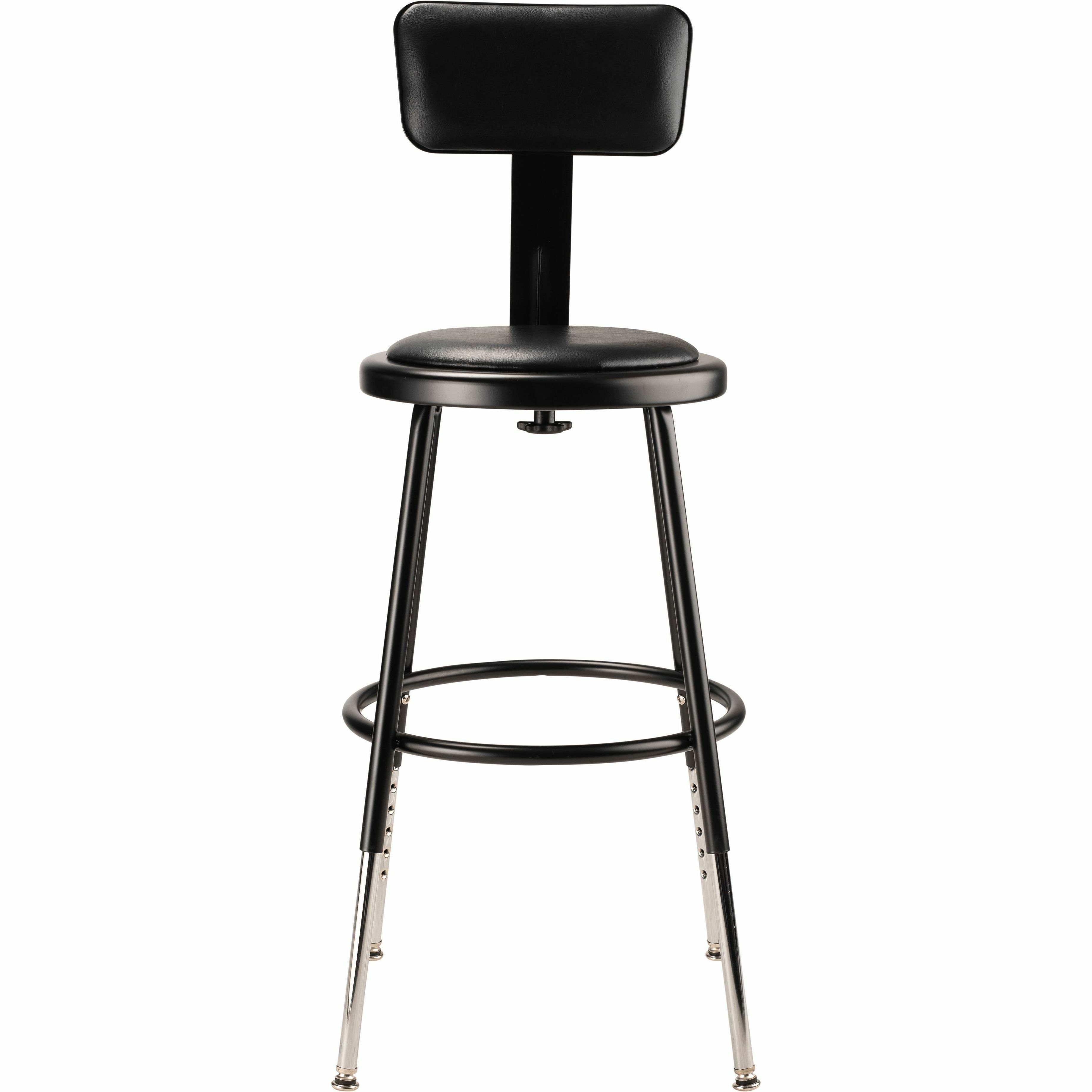 National Public Seating 6400 Series Heavy-Duty Padded Stools - Black Seat Color - Vinyl, Medium Density Fiber (MDF) Seat Material - Black Frame Color - Steel Frame Material - Four-legged Base - Black - Plush - 1 Each