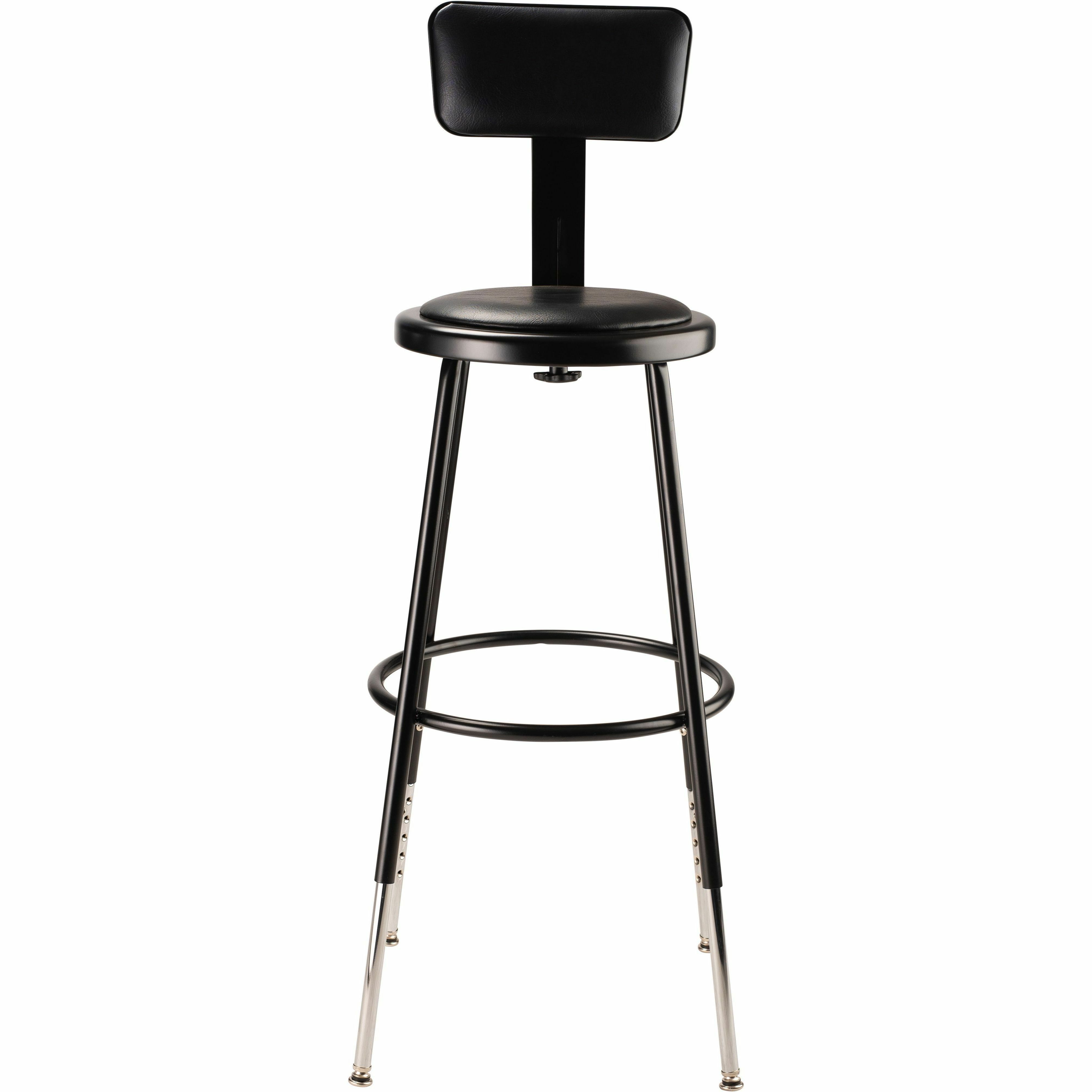 National Public Seating 6400 Series Heavy-Duty Padded Stools - Black Seat Color - Vinyl, Medium Density Fiber (MDF) Seat Material - Black Frame Color - Steel Frame Material - Four-legged Base - Black - Plush - 1 Each