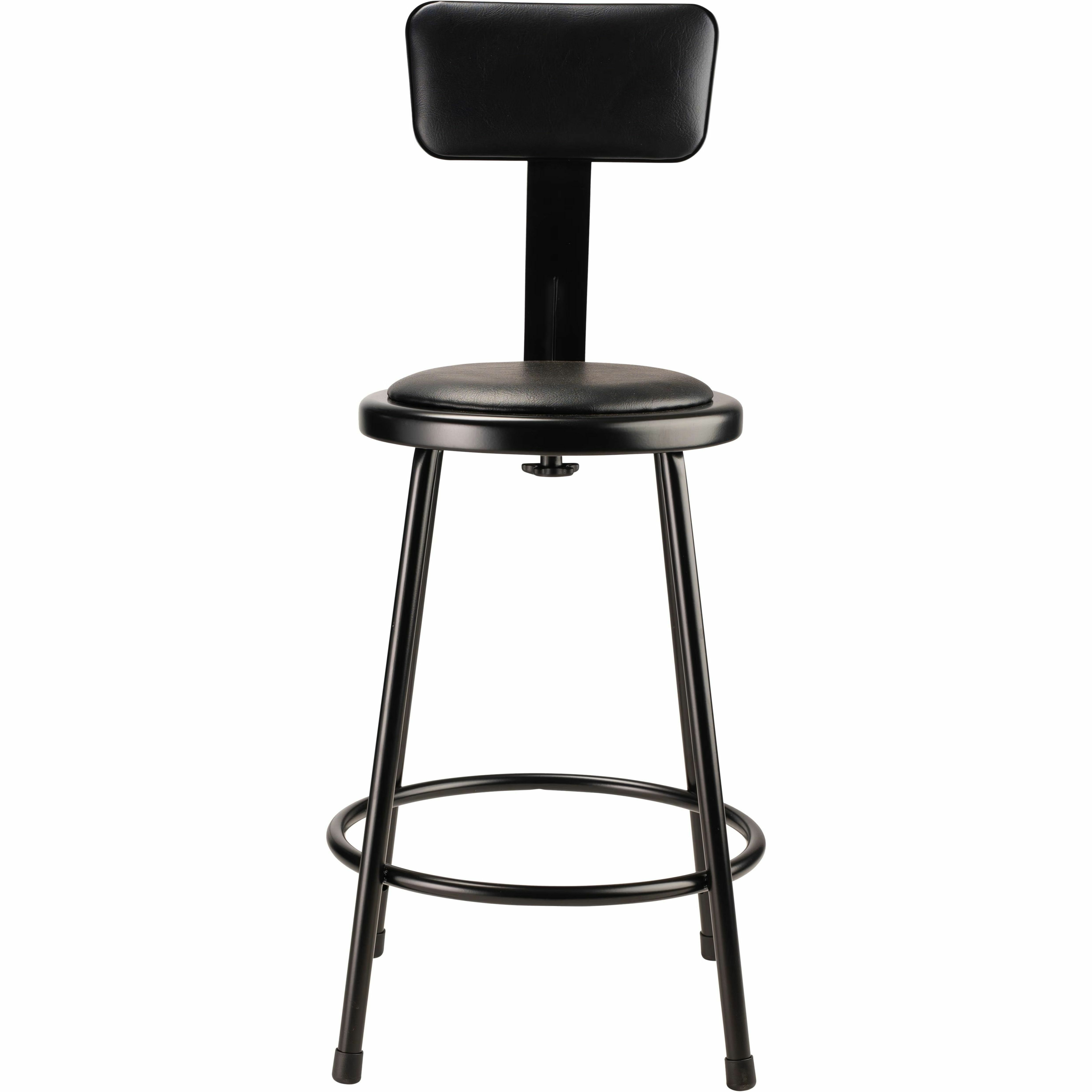 National Public Seating 6400 Series Heavy-Duty Padded Stools - Black Seat Color - Vinyl, Medium Density Fiber (MDF) Seat Material - Black Frame Color - Steel Frame Material - Four-legged Base - Black - Plush - 1 Each