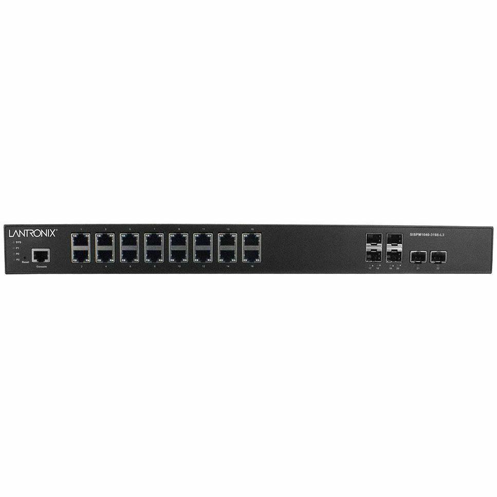 Lantronix SISPM1040-3000-L3 16-port Layer 3 managed hardened PoE+ switch