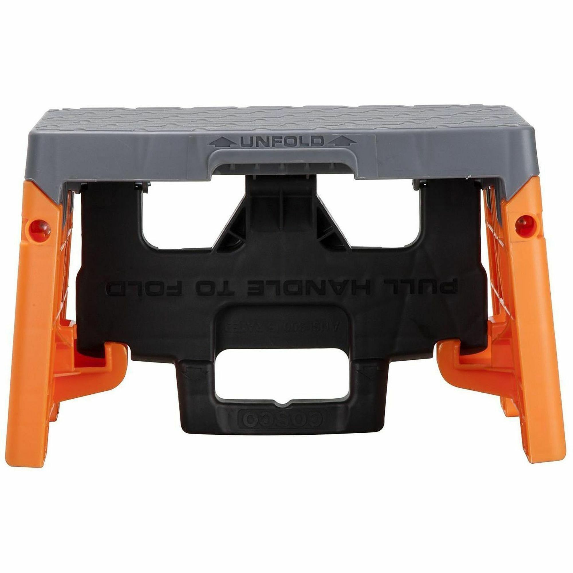 Cosco 1-Step Molded Folding Step Stool - 1 Step - 300 lb Load Capacity - Type IA - Gray, Orange