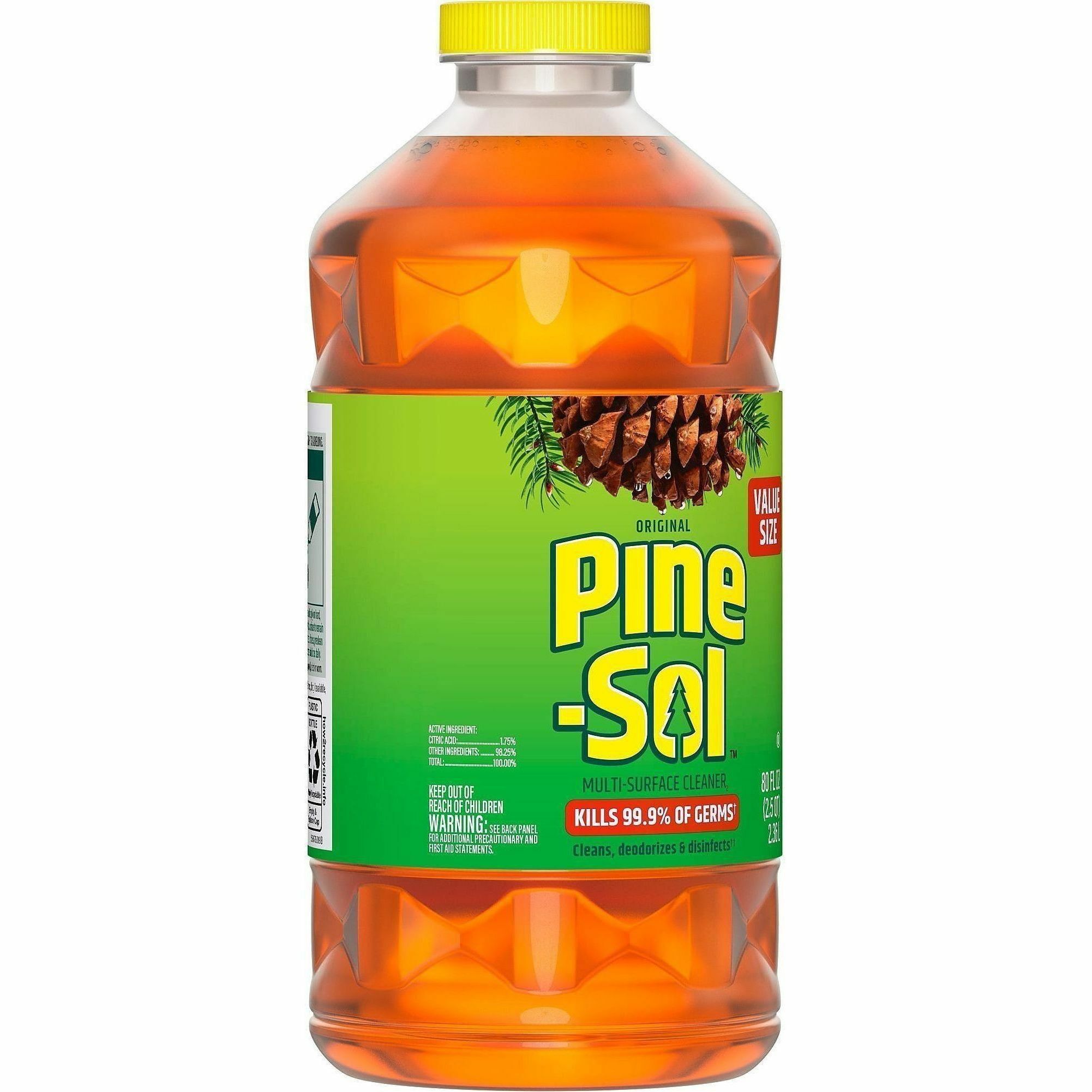 Pine-Sol Multi-Surface Cleaner - For Multi Surface - Concentrate - Liquid - 80 fl oz (2.5 quart) - Original Scent - Deodorize, Disinfectant, Dilutable - Yellow - 6 / Carton