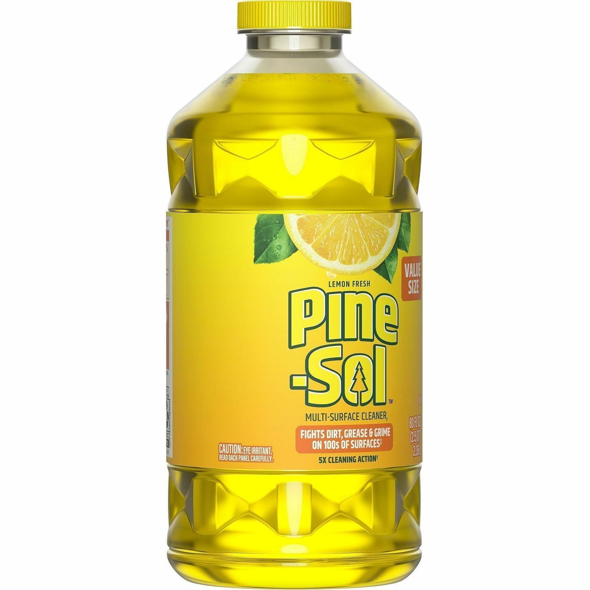 Pine-Sol Multi-Surface Cleaner - For Multi Surface - Concentrate - Liquid - 80 fl oz (2.5 quart) - Lemon Fresh Scent - Deodorize, Disinfectant, Dilutable - Yellow - 6 / Carton