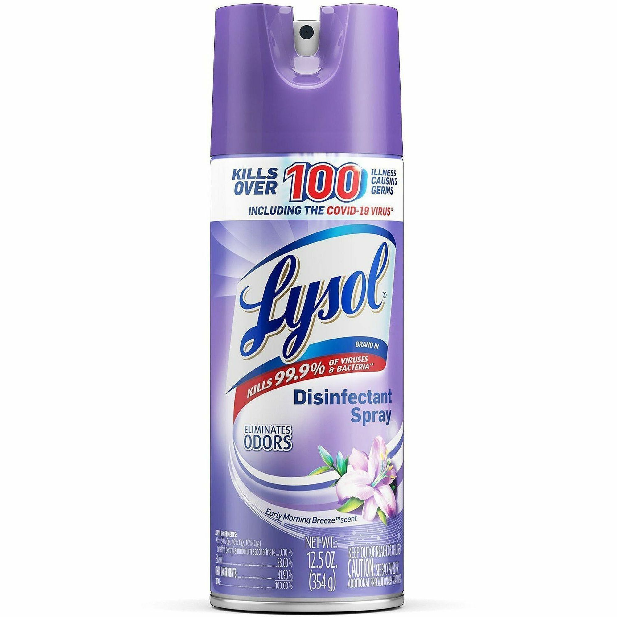 Lysol Disinfectant Spray - For Multi Surface - Spray - 12.5 fl oz (0.4 quart) - Early Morning Breeze Scent - Mold Resistant, Mildew Resistant - Multi - 12 / Carton