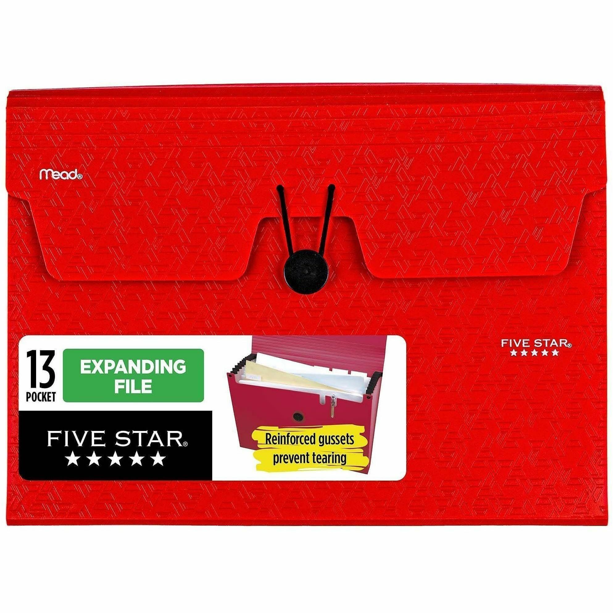 Five Star Letter Expanding File - 8 1/2" x 11" - 13 Pocket - Plastic - Assorted - 0% Recycled - 1 Each - Kennedy Office