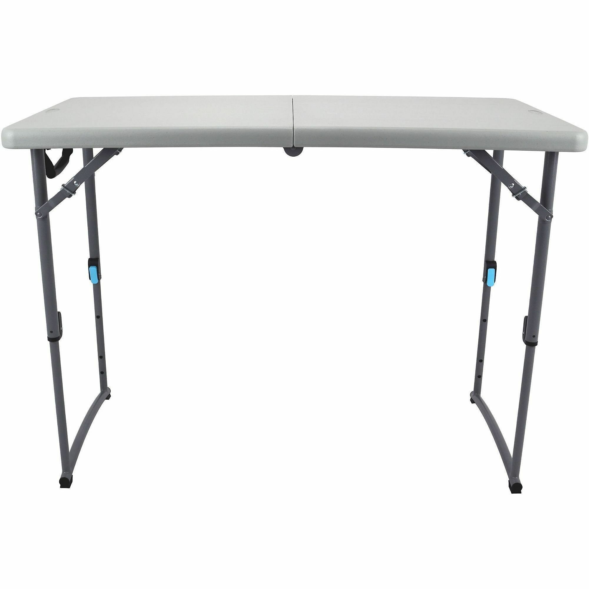 National Public Seating Adjustable-Height Fold-in-Half Tables - Speckled Gray Top - Modern Style - 700 lb Capacity - Height Adjustable - 4-Stage - 48" Table Top Width x 24" Table Top Depth x 1.60" Table Top Thickness - 35" Height - Indoor, Outdoor, Indust