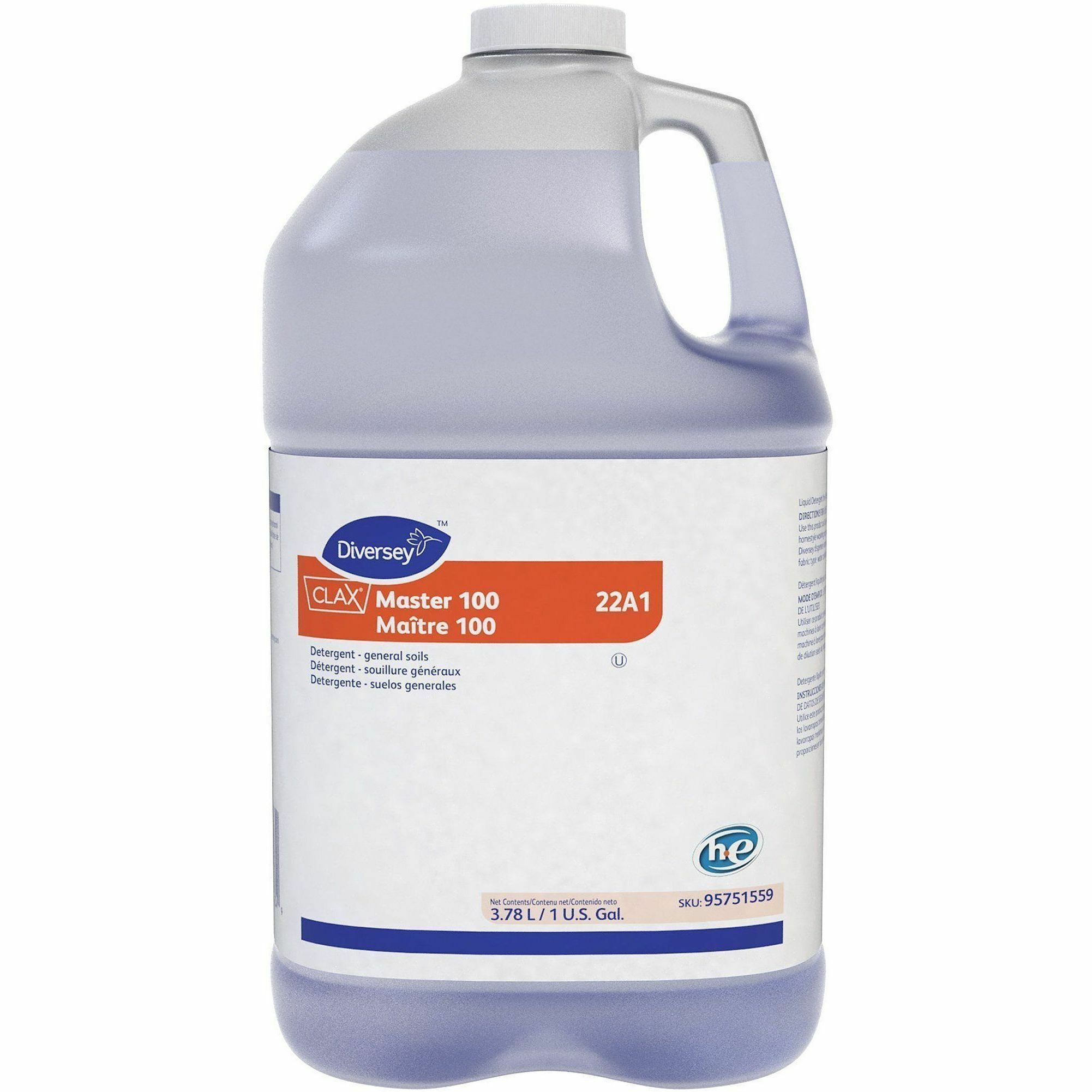 Image of Diversey Care Clax Master 100 Laundry Detergent - For Fabric, Industry, Home, Institutional, Commercial - Concentrate - Liquid - 125.1 fl oz (3.9 quart) - 7 pH - Kosher, Odorless, Heavy Duty, Phosphate-free - Blue - 4 / Carton