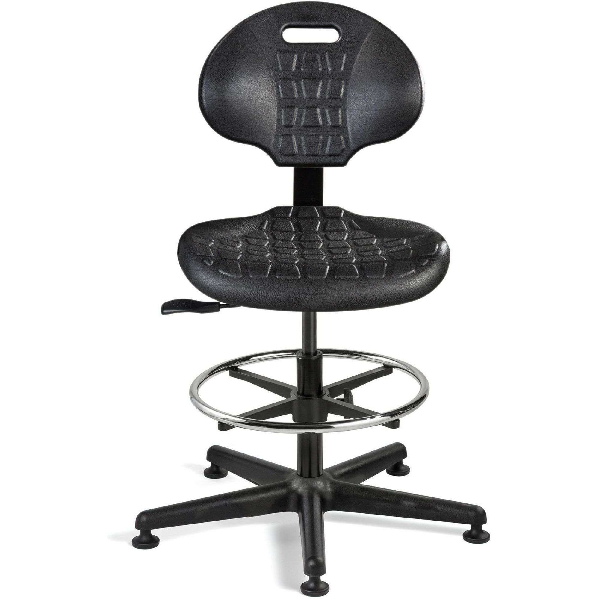 BEVCO Everlast Series Chair - Polyurethane Seat Material - High Back - 5-star Base - Black - 1 Each