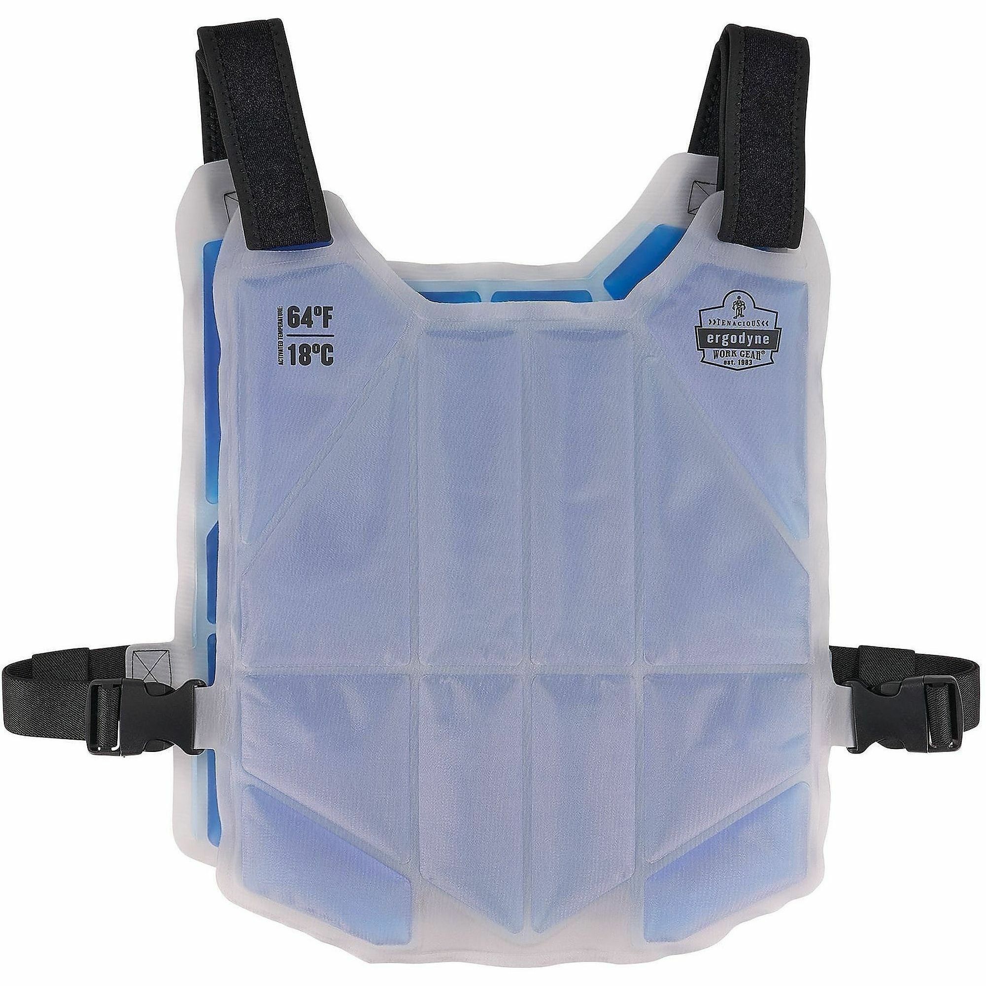 Ergodyne Chill-Its 6210 Phase Change Cooling Vest - Recommended for: Indoor/Outdoor - Warm Temperature, Heat Stress, Heat, Abrasion Protection - Hook & Loop Closure - Nylon - Blue - Form Fit, Long Lasting, Lightweight, Adjustable, Hook & Loop, Easy to Cle