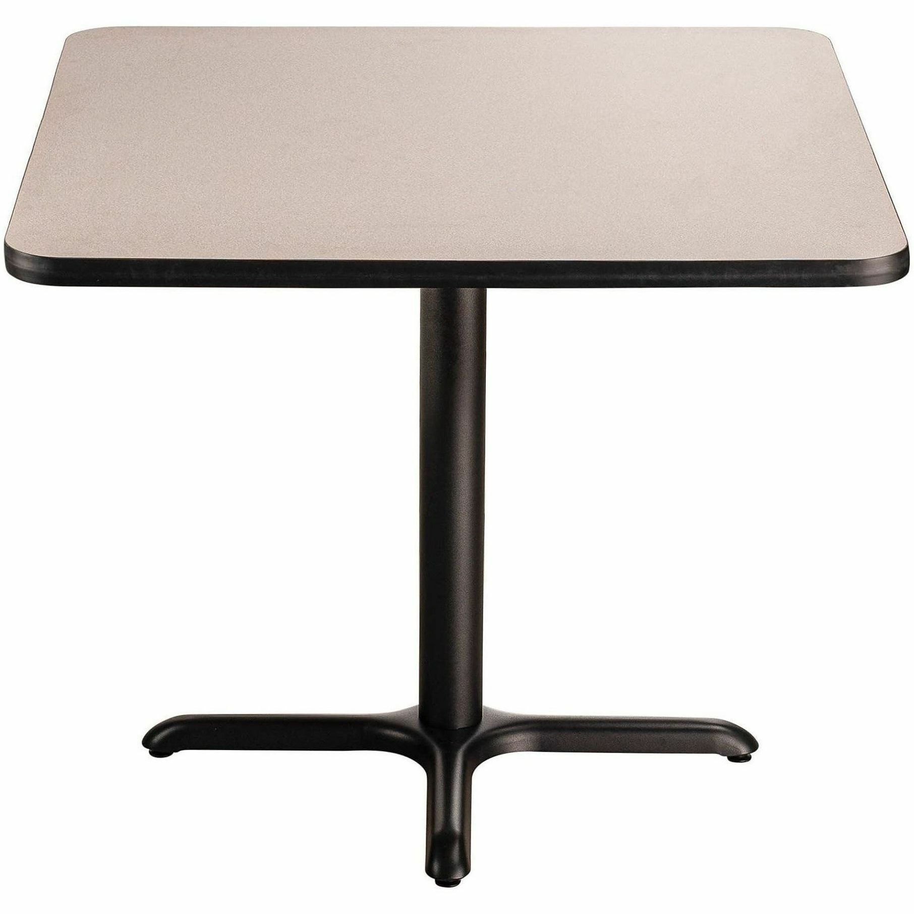 National Public Seating CT Series Cafe Tables - Gray Nebula Square Top - X-shaped Base - 300 lb Capacity - 36" Table Top Length x 36" Table Top Width - 30" Height - Cafeteria, Breakroom, Dining - Assembly Required - High Pressure Laminate (HPL) Top Materi