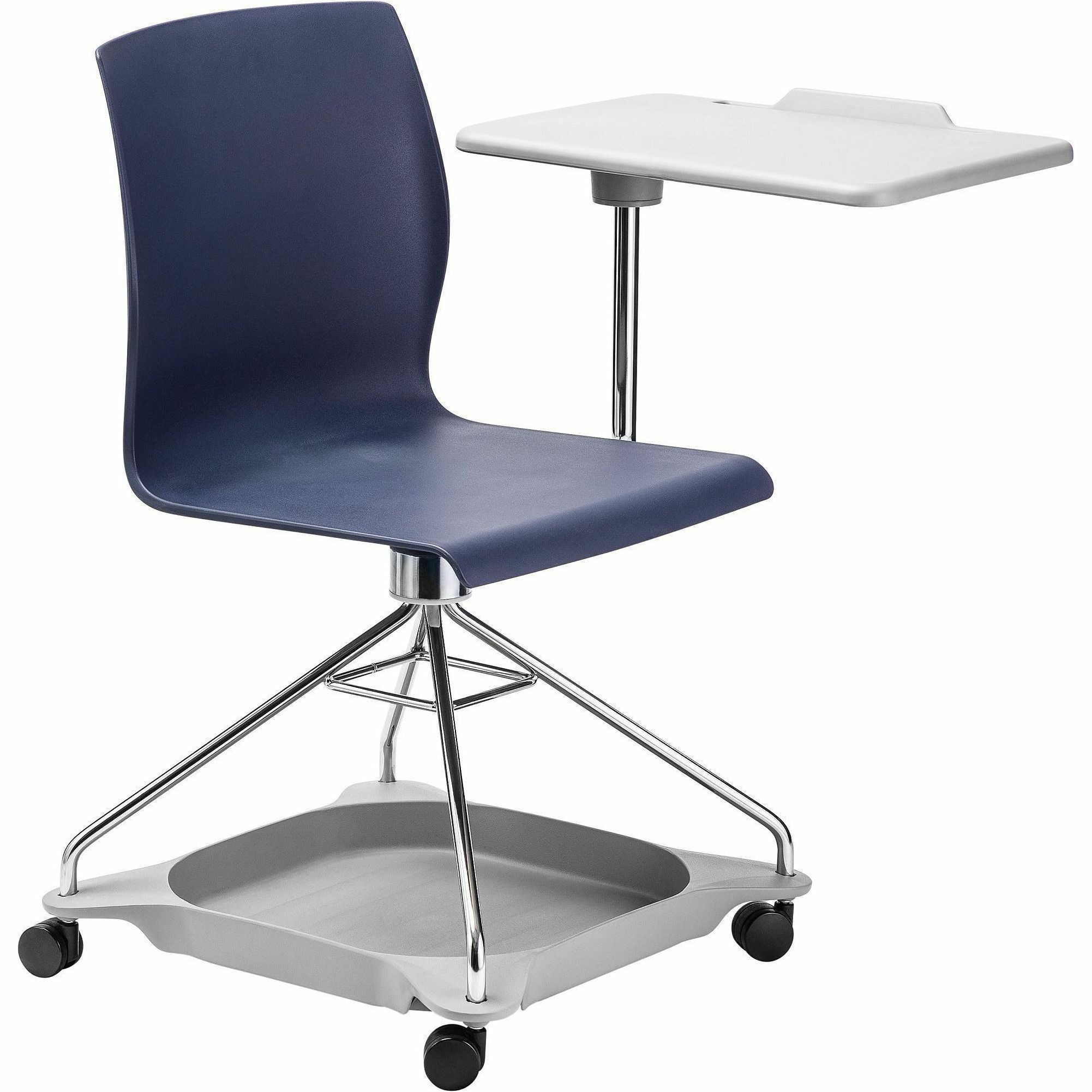 National Public Seating CoGo Mobile Tablet Chair - Blue Seat Color - Fiberglass Reinforced Polypropylene Seat Material - Steel Frame Material - 1 Each