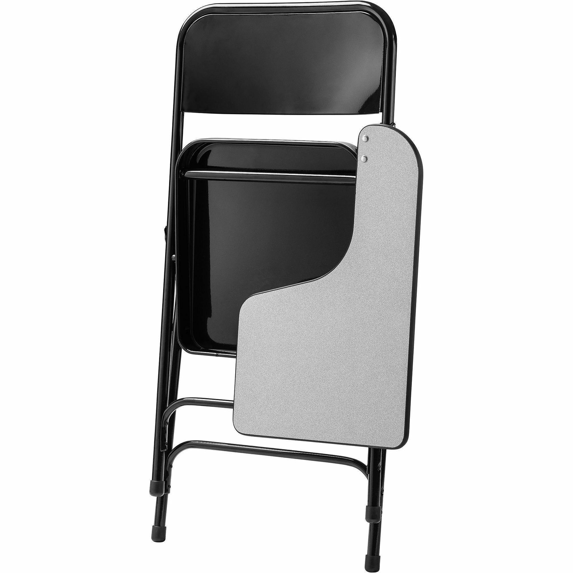 National Public Seating 5200 Series Folding Chair with Tablet Arm - Black Frame Color - Tubular Steel Frame Material - Four-legged Base - Black - MDF, Thermofused Laminate (TFL), Polypropylene - Armrest - 2 / Carton