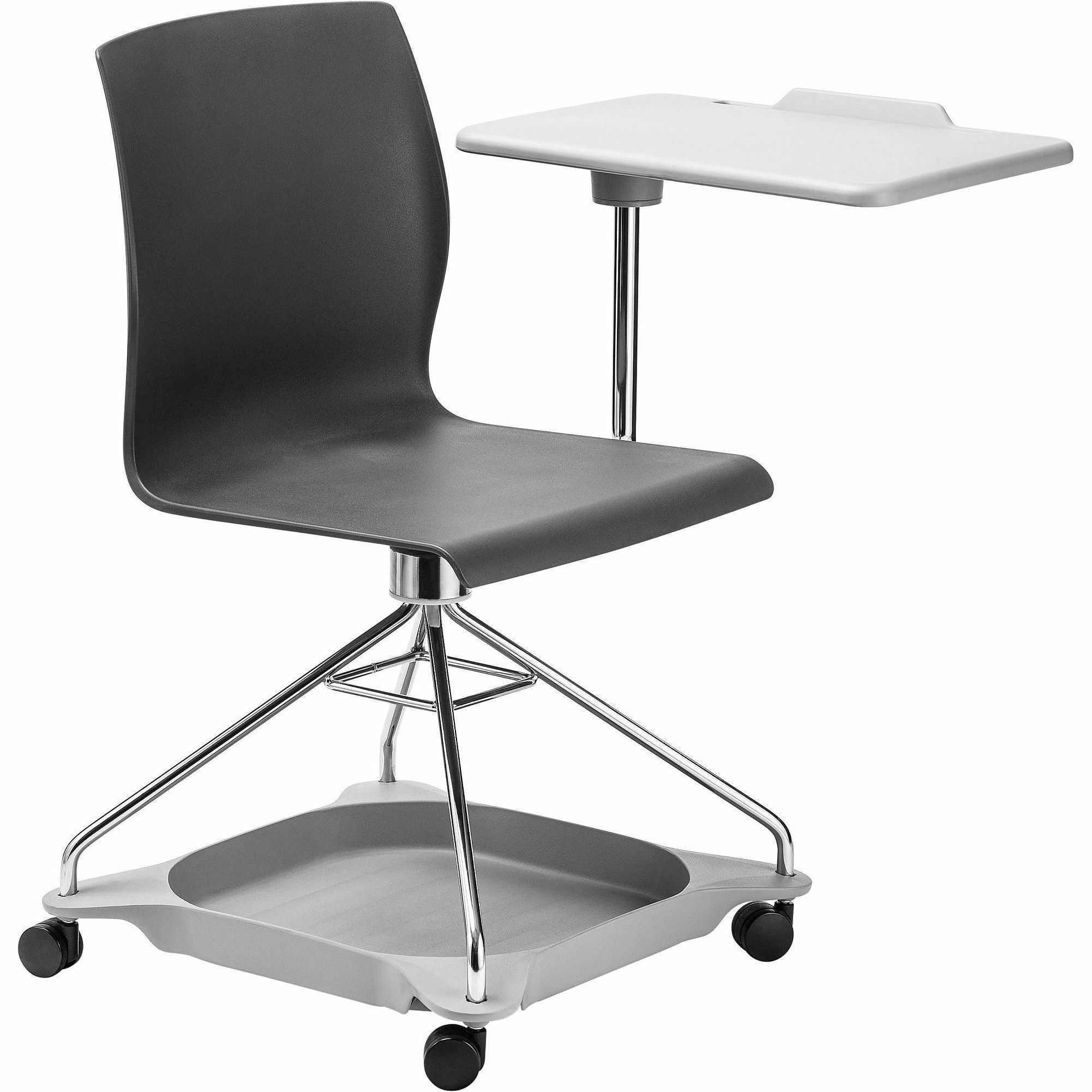 National Public Seating CoGo Mobile Tablet Chair - Black Seat Color - Fiberglass Reinforced Polypropylene Seat Material - Steel Frame Material - Four-legged Base - 1 Each