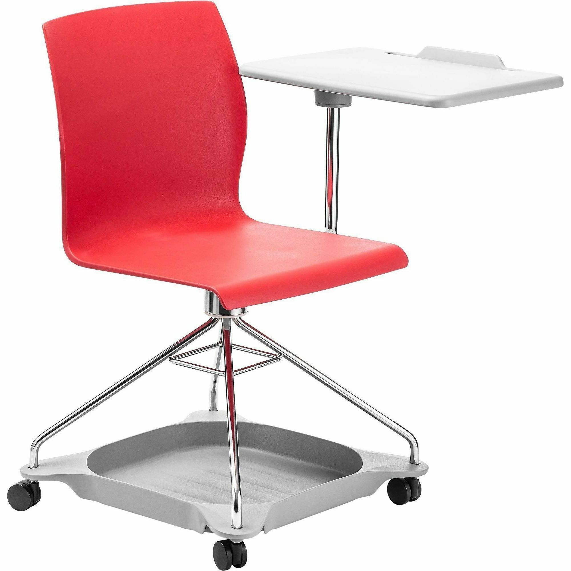 National Public Seating CoGo Mobile Tablet Chair - Red Seat Color - Fiberglass Reinforced Polypropylene Seat Material - Steel Frame Material - Four-legged Base - 1 Each