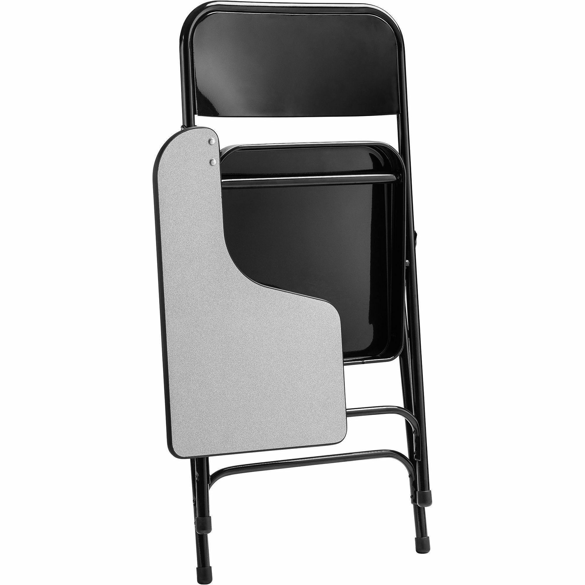 National Public Seating 5200 Series Folding Chair with Tablet Arm - Black Frame Color - Tubular Steel Frame Material - Four-legged Base - Black - MDF, Thermofused Laminate (TFL), Polypropylene - Armrest - 2 / Carton