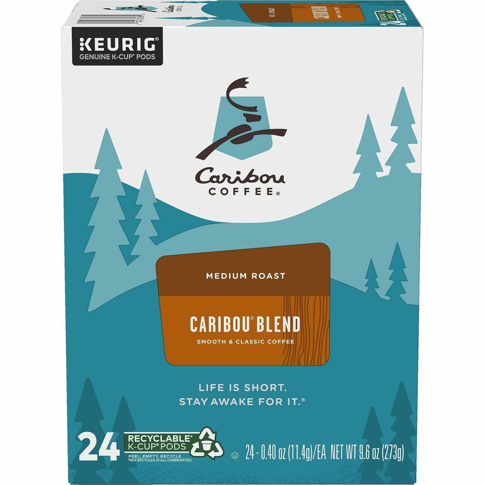 Caribou Coffee® K-Cup Blend Coffee - Compatible with Keurig K-Cup Brewer - 24 K-Cup - K-Cup - Caribou Blend - 4 / Carton