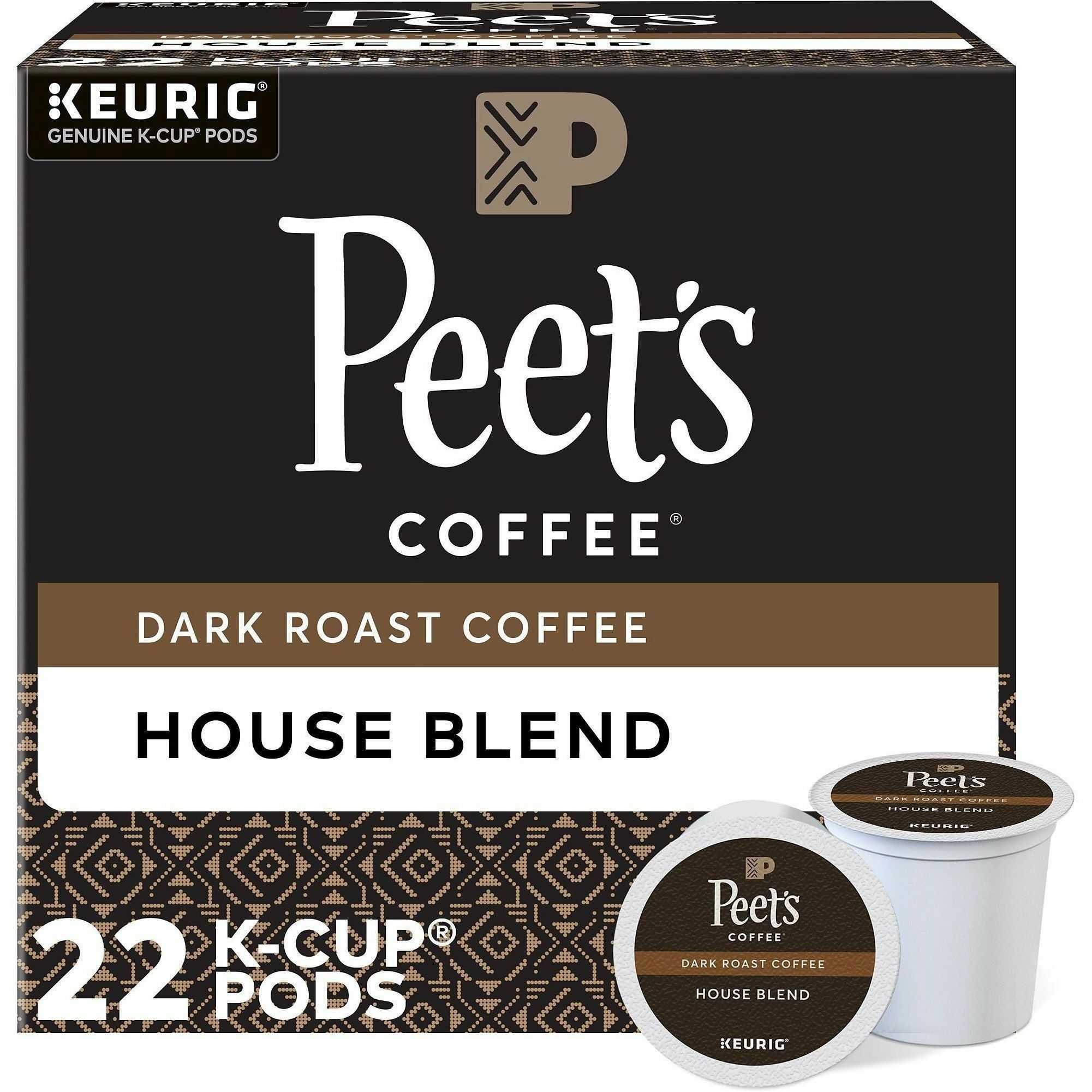 Peet's Coffee® K-Cup House Blend Coffee - Compatible with Keurig Brewer - Dark - 22 K-Cup - K-Cup - House Blend - 4 / Carton