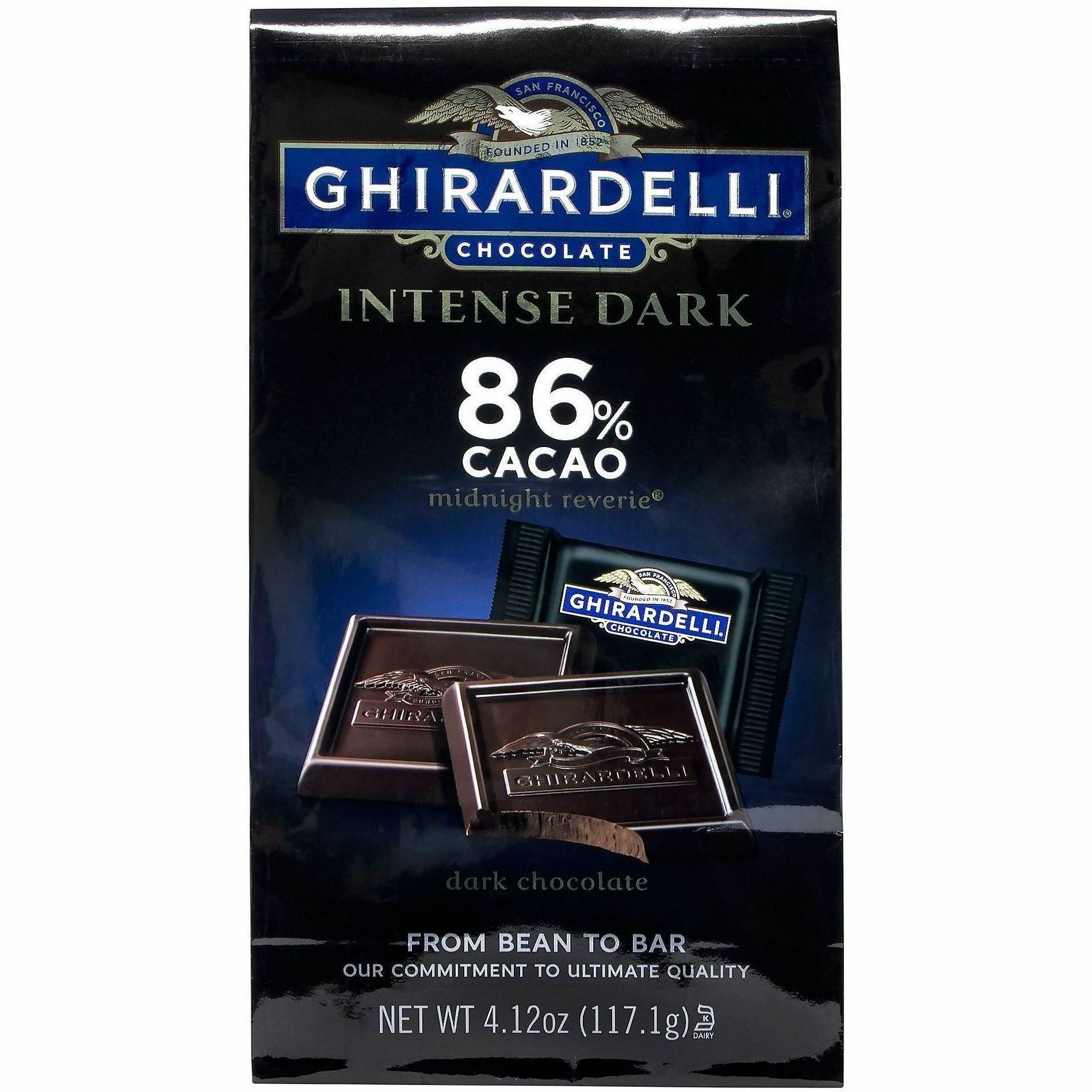 Green Rabbit Ghirardelli Intense Dark Singles - Dark Chocolate - 3 /Bag - 1 / Carton