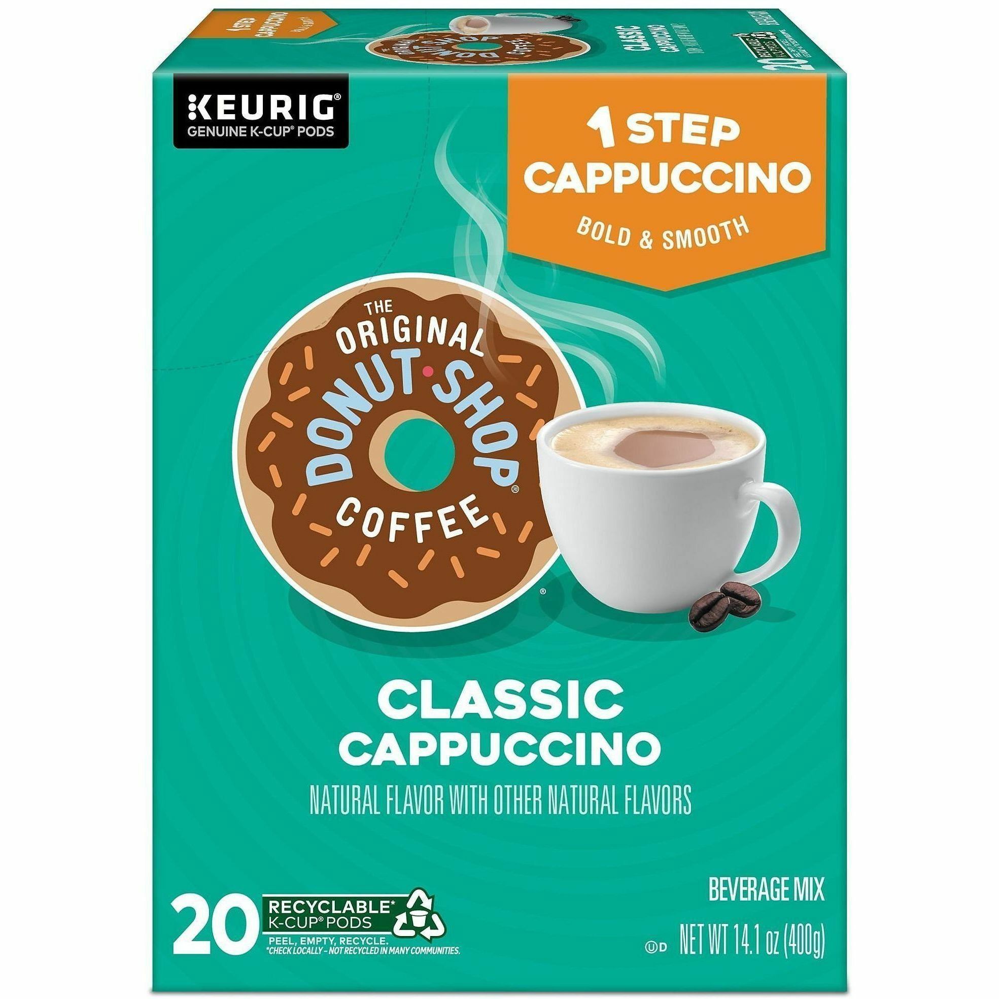 The Original Donut Shop® K-Cup TODS 1-Step Cappuccinos K-Cups - Dark - 0.7 oz - 20 K-Cup - K-Cup - Cappuccino, Classic - Kosher - 4 / Carton