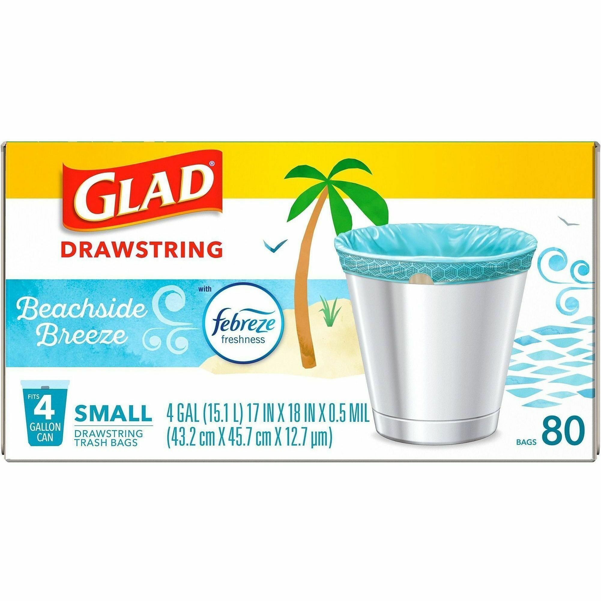 CLO79155CT - Odorshield Drawstring Small Trash Bags with Febreze provide strength plus odor control to keep your home smelling fresh. Use odor-neutralizing trash bags in your bathroom, kitchen, home office, bedroom and more. 