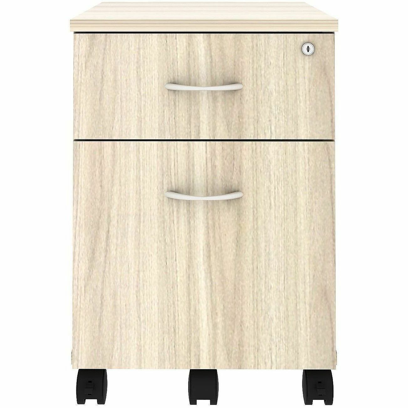 Lorell Essential Series Laminate Desking & Accessory - 22.9" Height x 15.7" Width x 19.9" Depth - Total Drawer(s): 2 - Material: Laminate - Finish: Modern Elm, Laminate - Versatile, Dual Wheel Caster, Mobility, Adjustable Feet, Locking Casters - For Offic