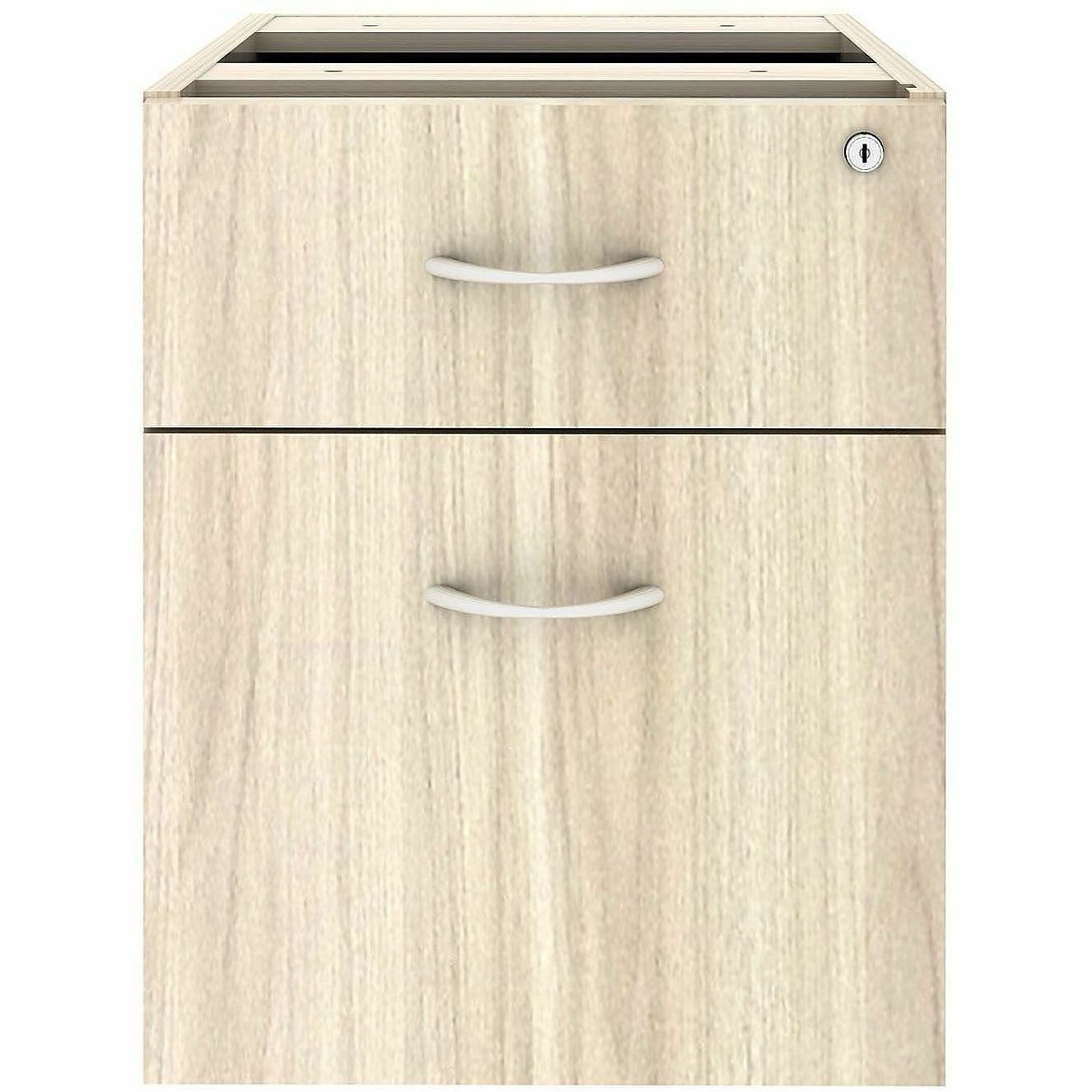 Lorell Essential Series Laminate Desking & Accessory - 21" Height x 16" Width x 22" Depth Pedestal - Total Drawer(s): 2 - Material: Laminate, Metal, Steel - Finish: Modern Elm, Laminate - Drawer Extension, Durable, Cam Lock - For Desk, File, Credenza - 1 