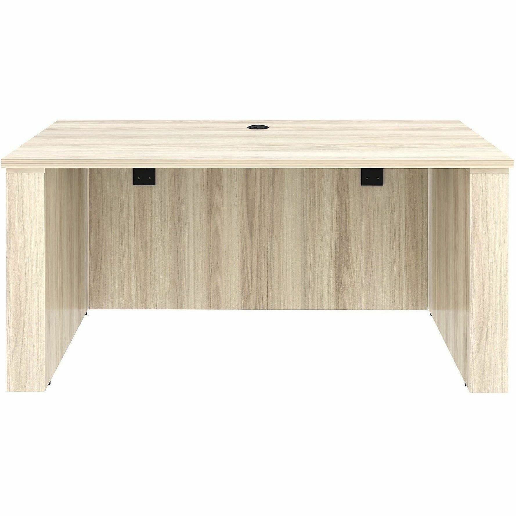 Lorell Essentials 60" Sit-to-Stand Desk Shell - x 1" Thickness Table Top, 49" Height x 60" Width x 29" Depth - Material: Laminate, Metal - Finish: Modern Elm - Laminate, Modern Elm Table Top - Durable, Modesty Panel, Privacy Panel, Adjustable Feet, Cam Lo