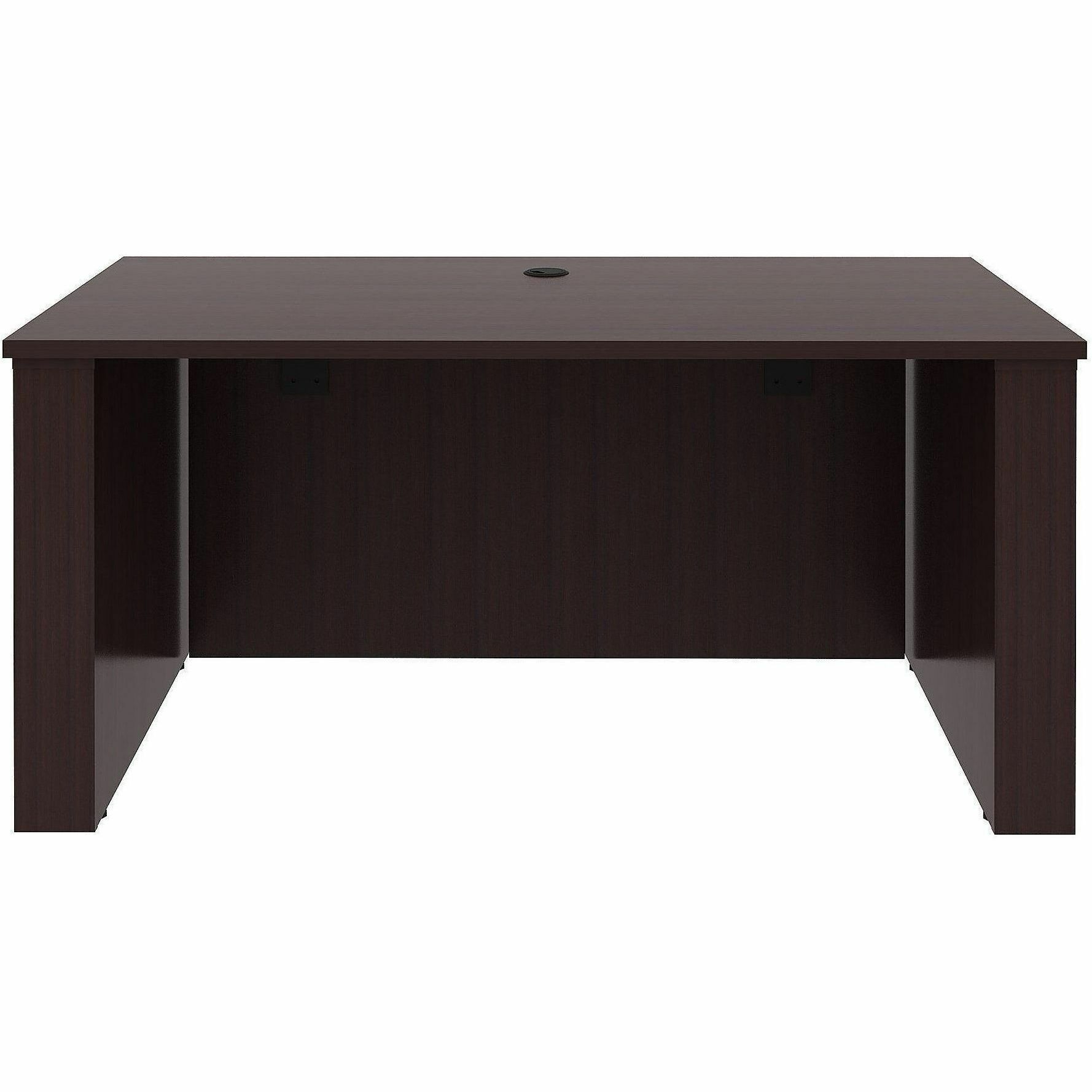 Lorell Essentials 60" Sit-to-Stand Desk Shell - Finish: Laminate, Espresso - Laminate, Espresso Table Top - Laminated, Cam Lock, Durable, Grommet, Cord Management, Modesty Panel, Privacy Panel, Adjustable Feet - 1 Each