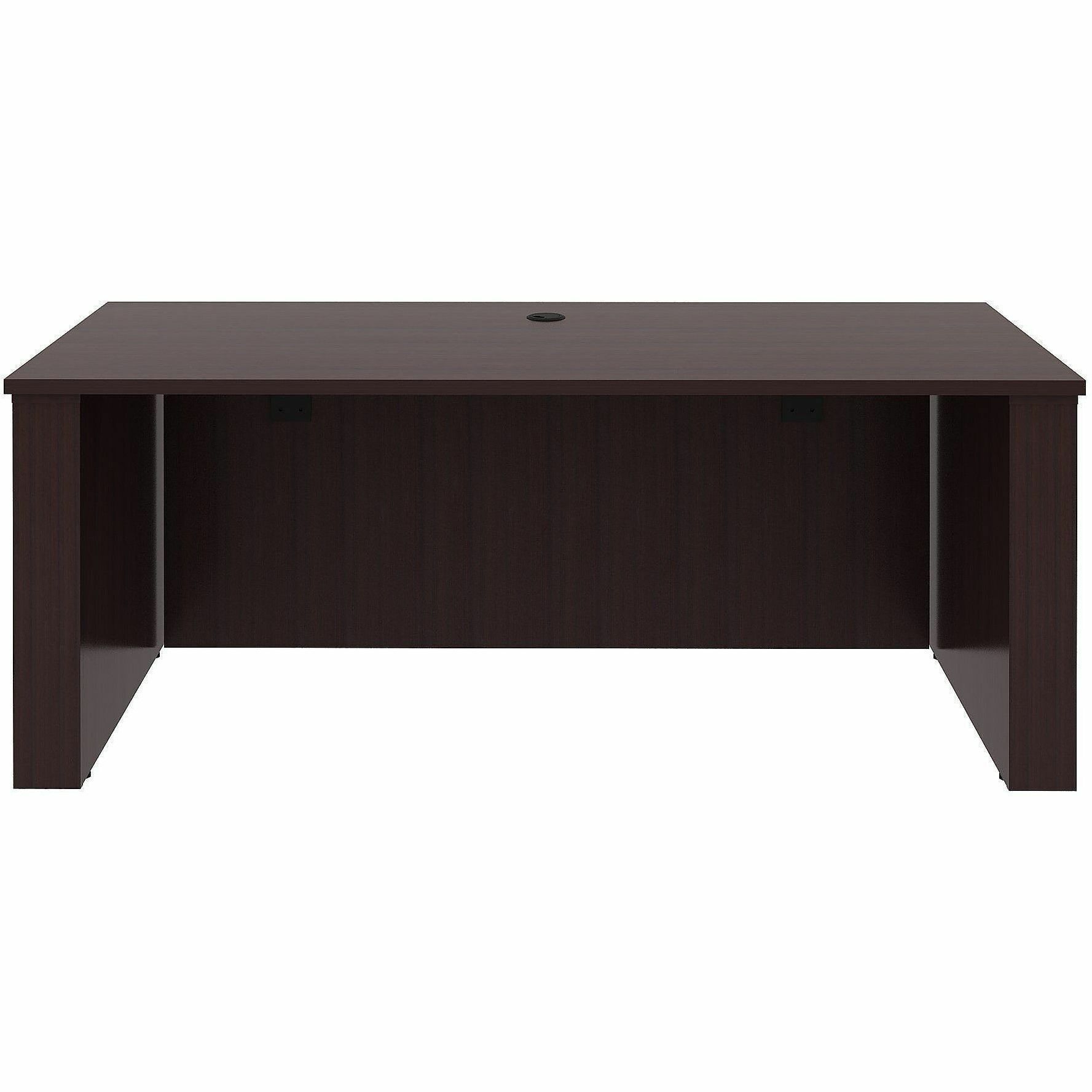 Lorell Essentials 72" Sit-to-Stand Desk Shell - Finish: Espresso, Laminate - Espresso, Laminate Table Top - Laminated, Cam Lock, Cord Management, Durable, Adjustable Feet, Modesty Panel, Privacy Panel, Grommet - 1 Each