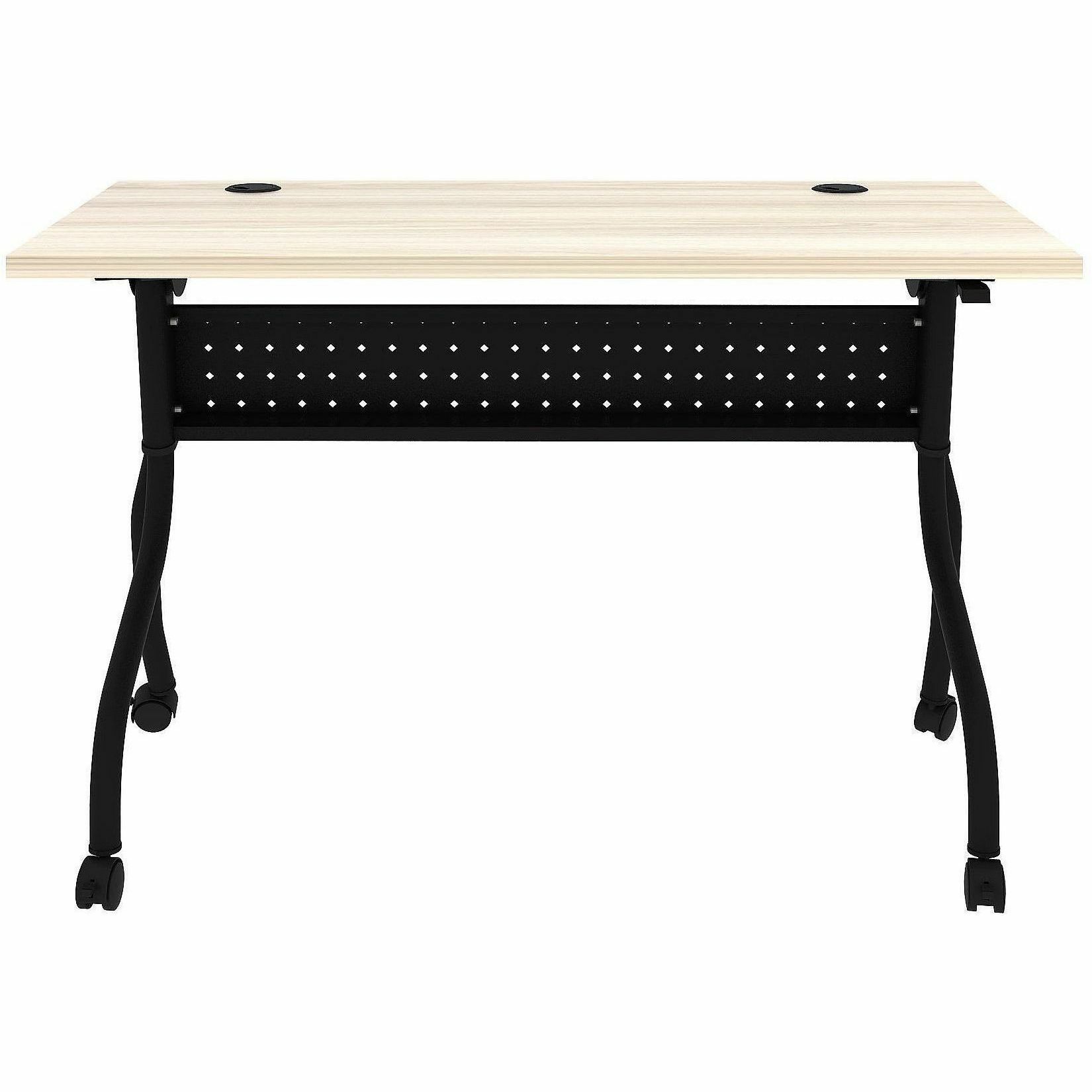 Lorell Modern Elm/Black Flip-Up Training Tables - Melamine Top - Black Four Leg Base - 4 Legs - 48" Table Top Width x 23.60" Table Top Depth - 29.50" Height - Training - Assembly Required - Modern Elm - Nylon - Melamine Top Material - Metal Base Material 
