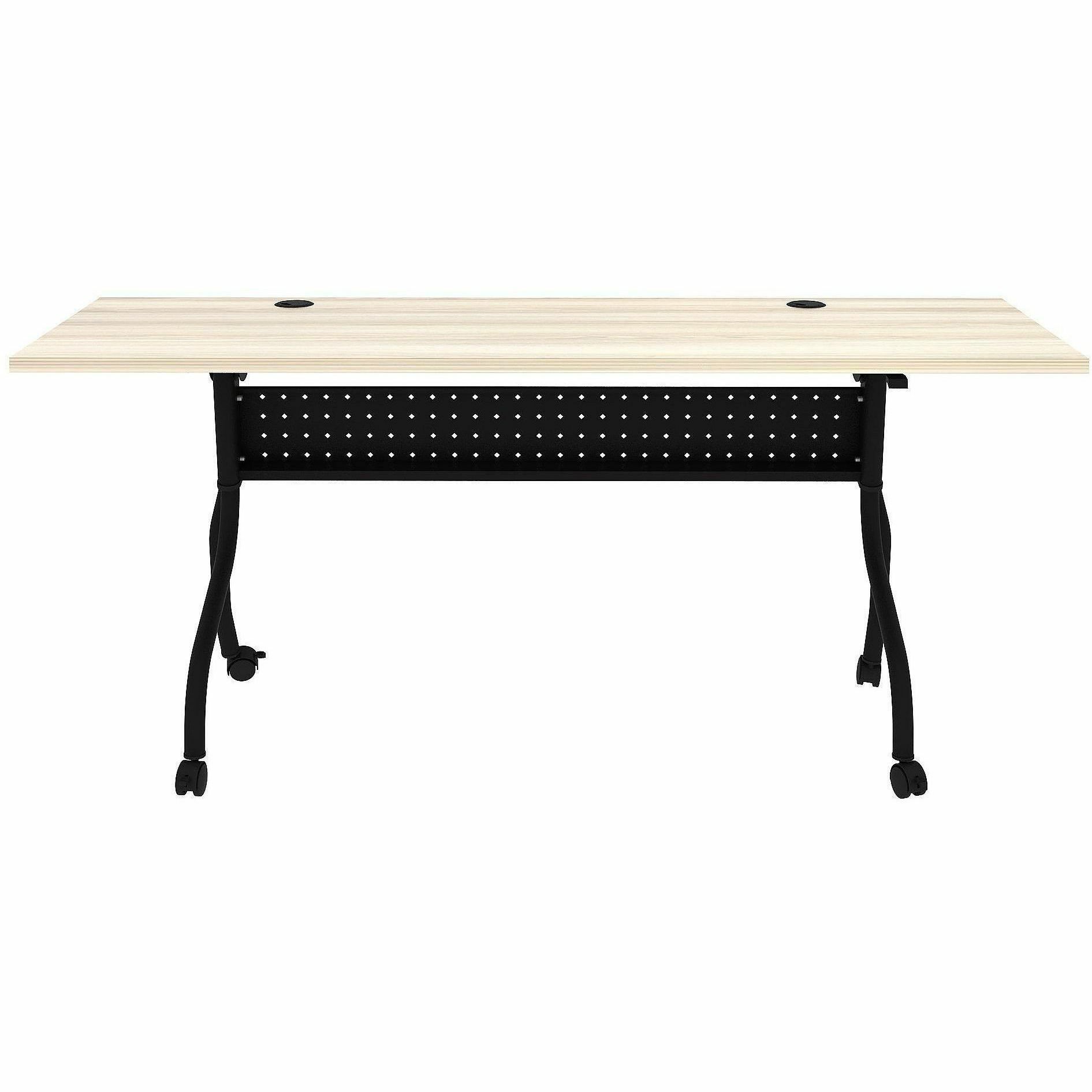 Lorell Modern Elm/Black Flip-Up Training Tables - Melamine Top - Black Four Leg Base - 4 Legs - 72" Table Top Width x 23.60" Table Top Depth - 29.50" Height - Training - Assembly Required - Modern Elm - Nylon - Melamine Top Material - Metal Base Material 