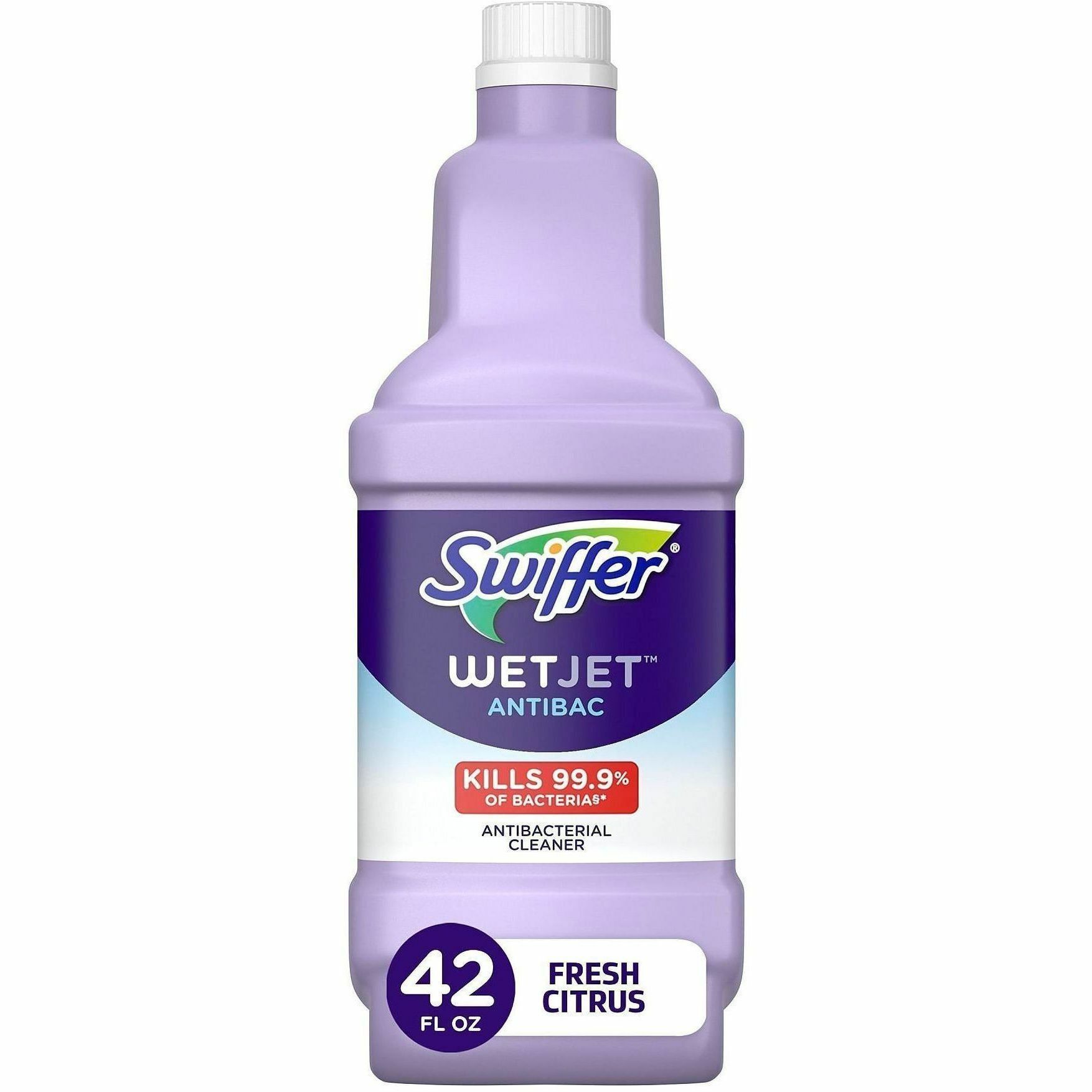 Swiffer WetJet Floor Cleaner - For Multi Surface - 40.6 fl oz (1.3 quart) - Fresh Citrus Scent - Recommended For: Bacteria Remover, Dirt Remover, Grime Remover - Antibacterial, Quick Drying - Purple - 1 Bottle