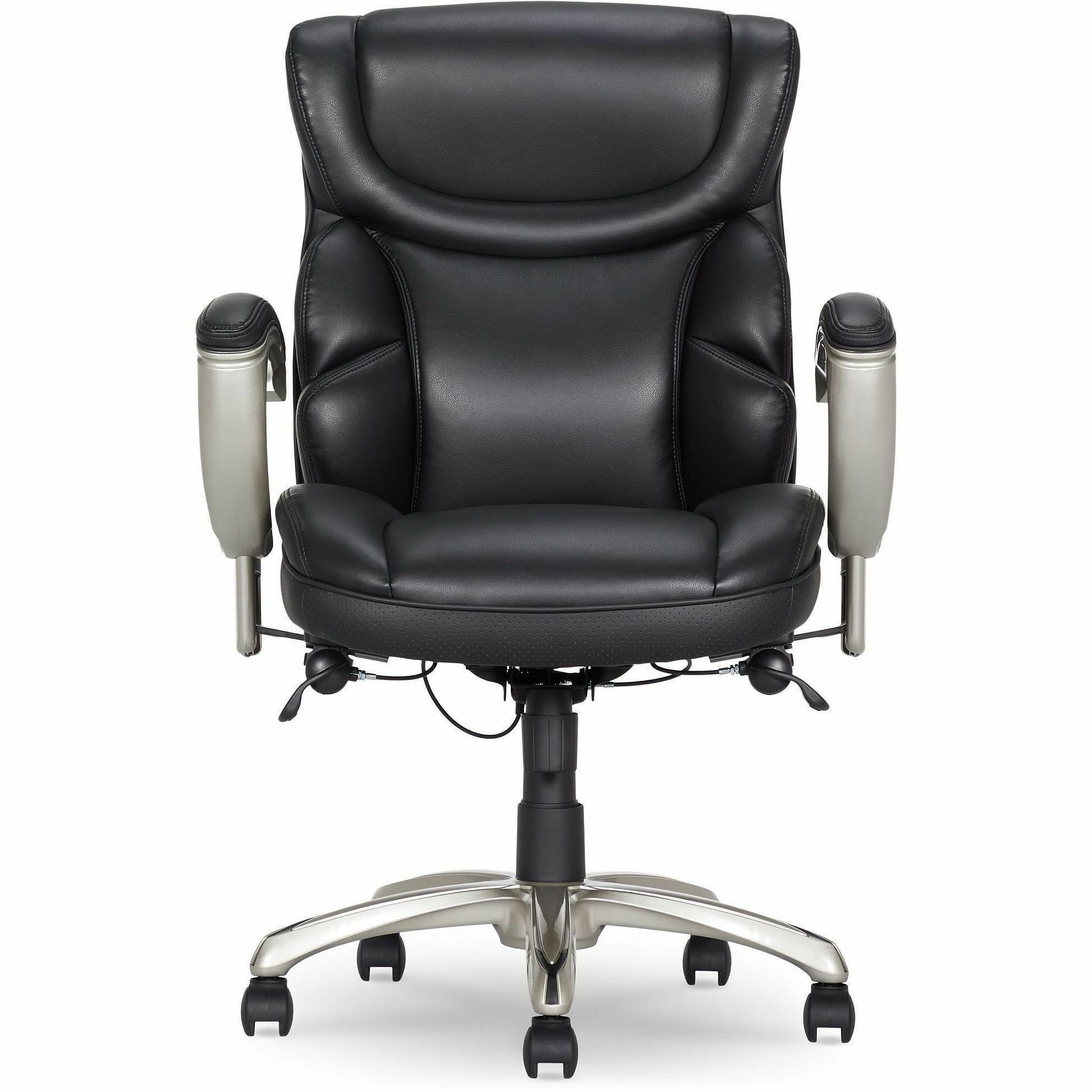 Serta Chair - Black Seat Color - Black Back Color - Mid Back - Black - MDF, Memory Foam, Bonded Leather - Armrest - 1 Each