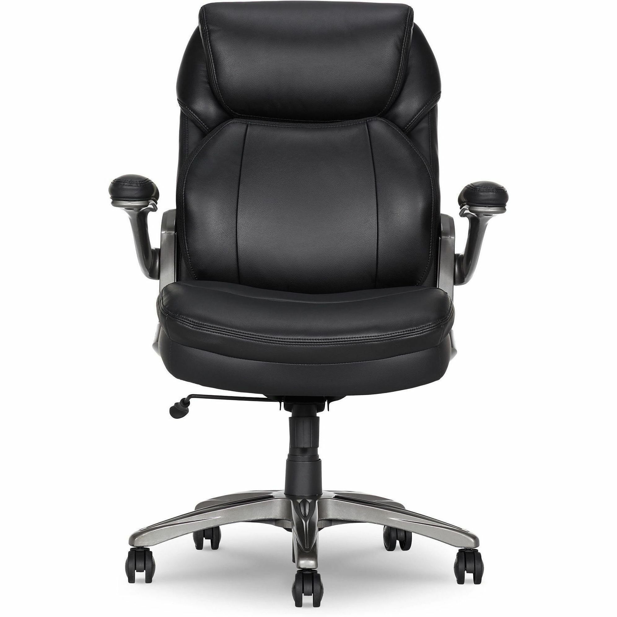 Serta Chair - Black Seat Color - Black Back Color - Mid Back - 5-star Base - Black - Memory Foam, Bonded Leather - Armrest - 1 Each