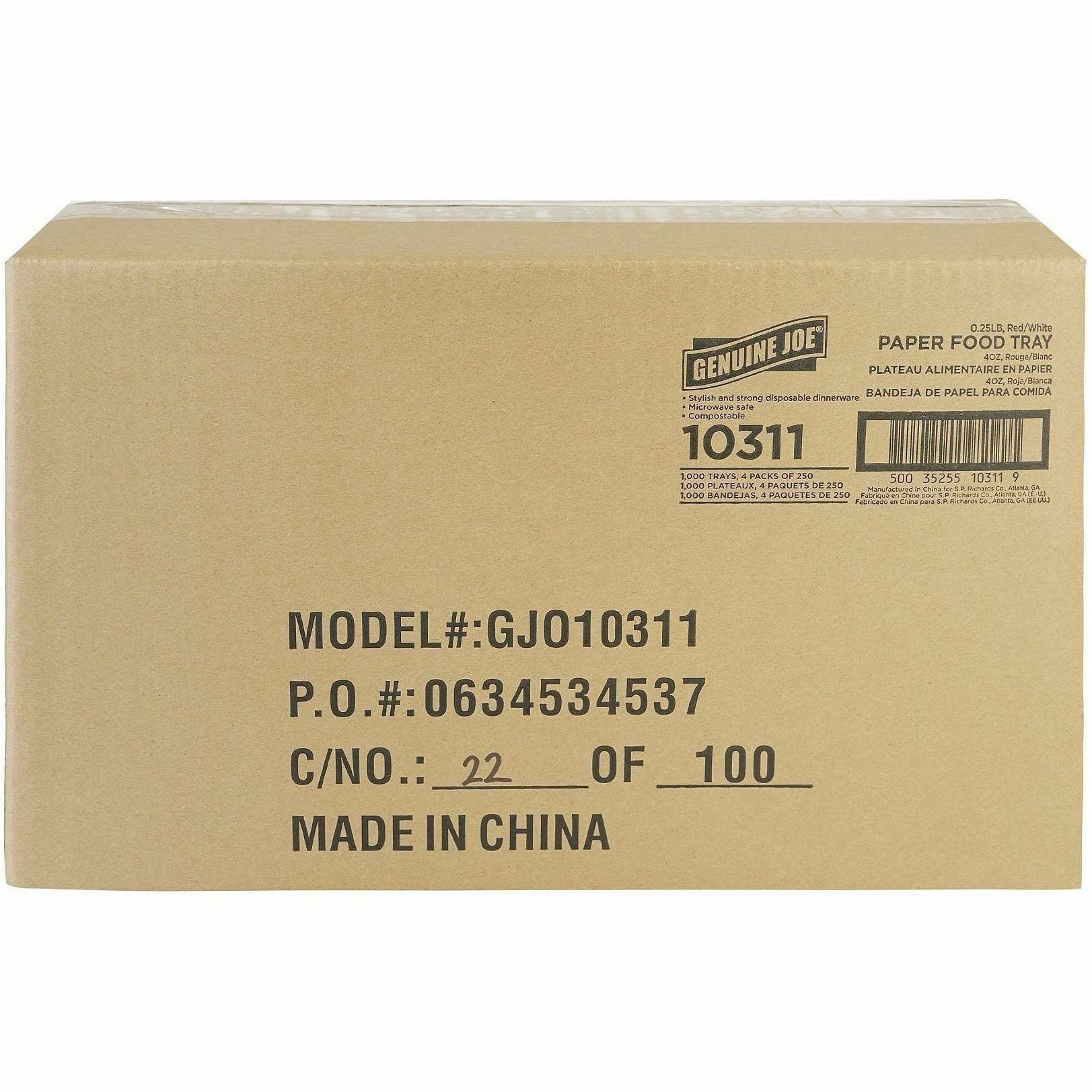 Genuine Joe Paper Food Tray - Food - Disposable - Multi - Paper Body - 1 Carton