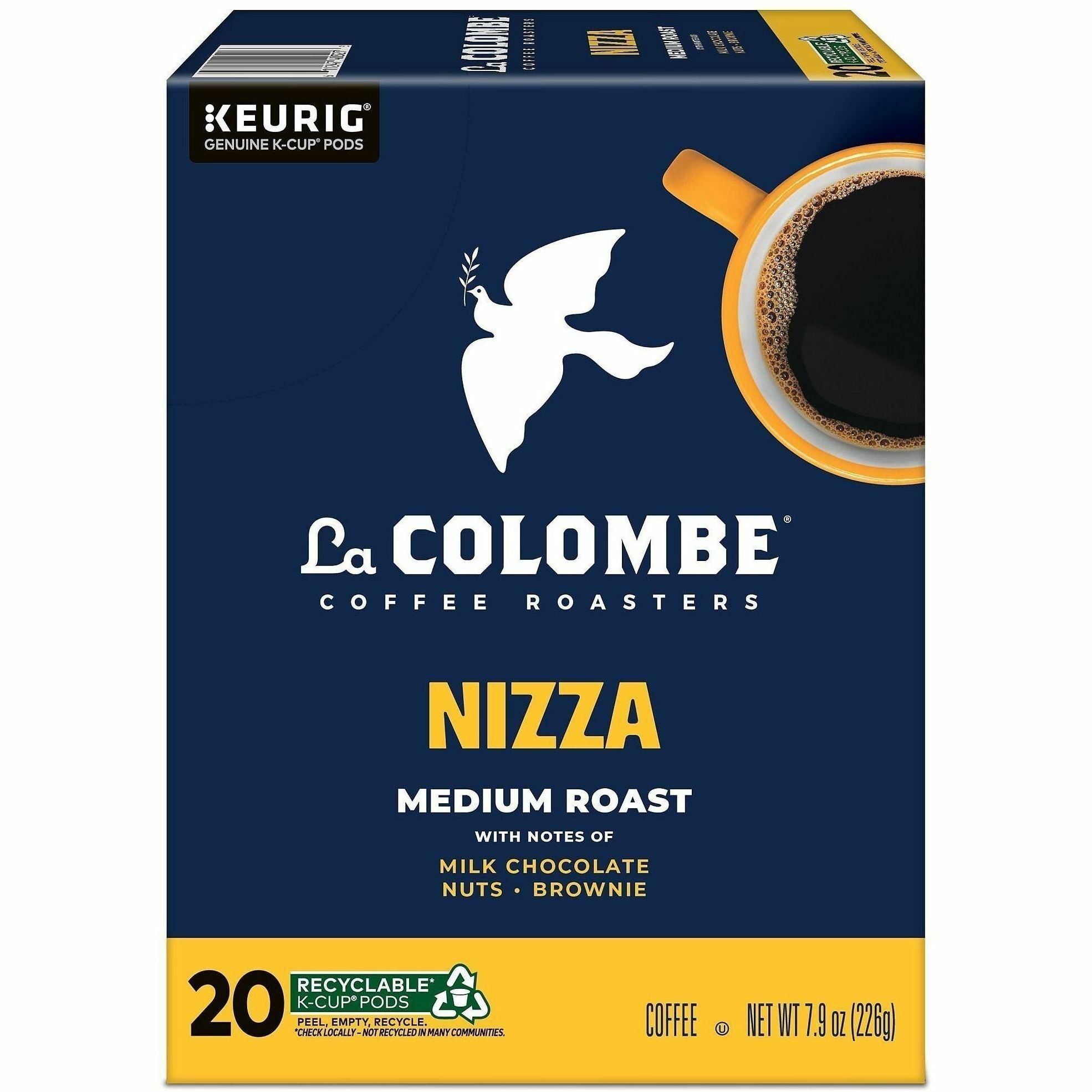 La Colombe K-Cup, Pod, Ground Nizza K-Cup Coffee Pods - Compatible with Keurig Brewer - Medium - K-Cup, Pod, Ground - Nizza, Sweet, Honey - Kosher - 22 Boxes/Carton - 4 / Carton