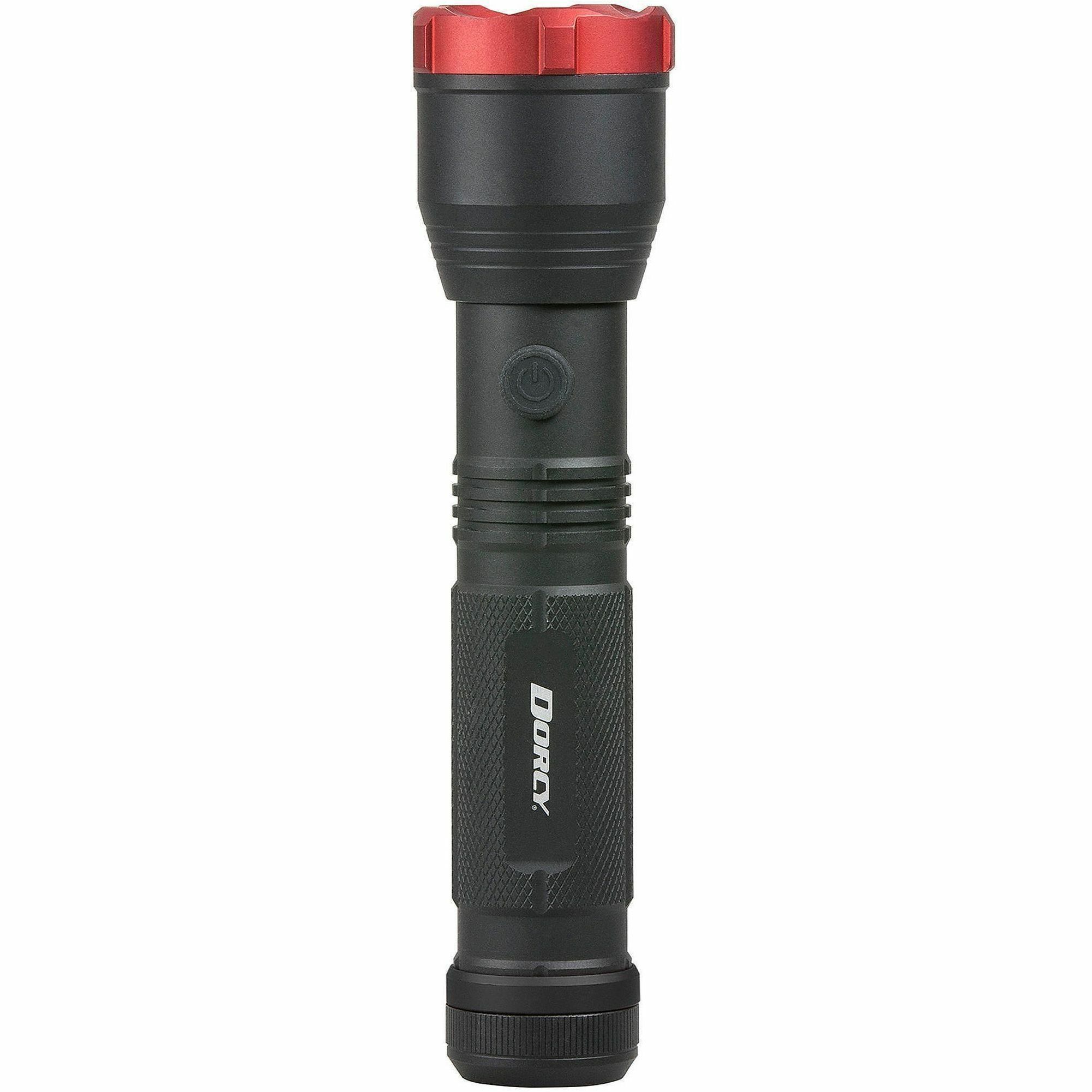 Dorcy Ultra HD Series Flashlight - LED - 800 lm Lumen - 4 x AA - Battery Rechargeable - Battery - Aircraft Aluminum - Weather Resistant, Water Resistant - Black, Red - 1 Each - Kennedy Office